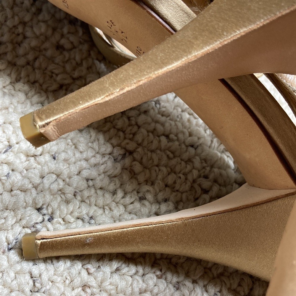 Alberta Ferretti Size 10.5 Italian Made Strappy Spring Sandals Gold Leather 41