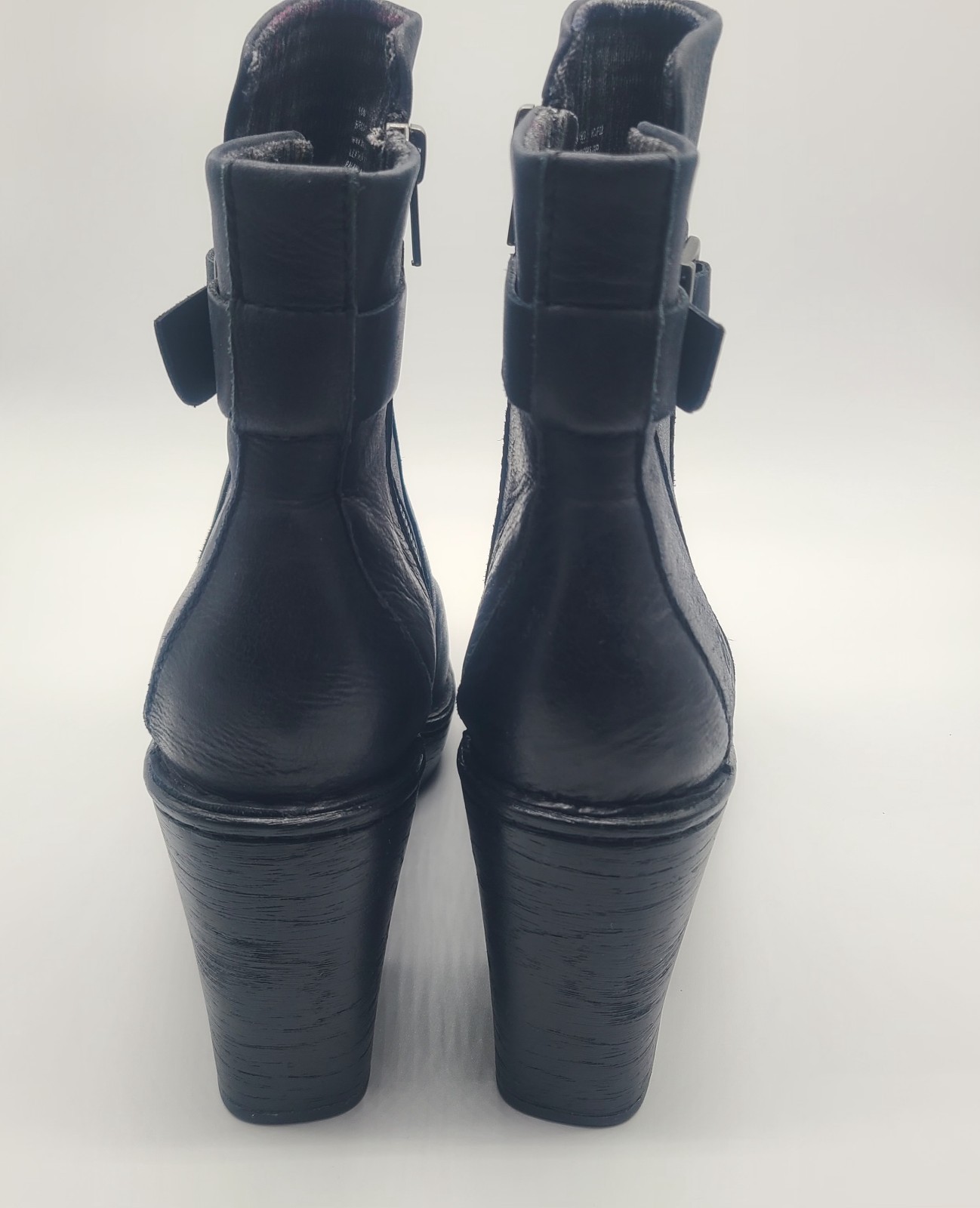 Born Platform Black Leather 10 Chunky Heel Biker Moto Booties Bratz Whimsigoth