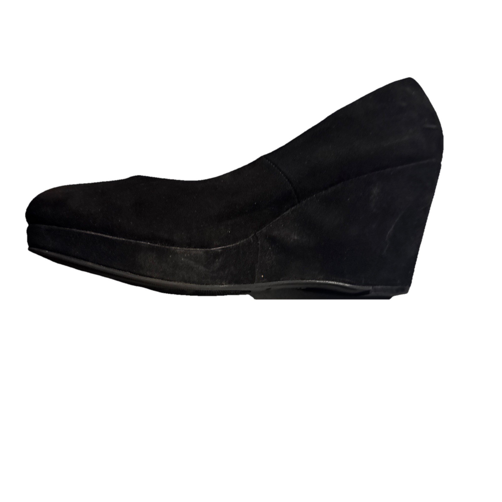 a.n.a Black Faux-Suede Wedge Pump 10 m