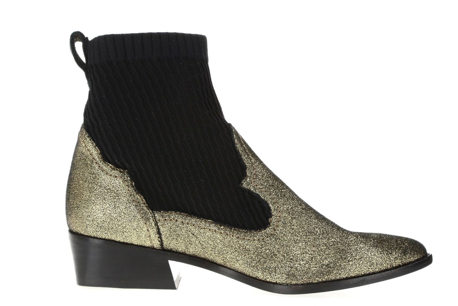 cecilia NY 250214 Womens Thomas Leather Bootie Gold/Black Size 8 Medium