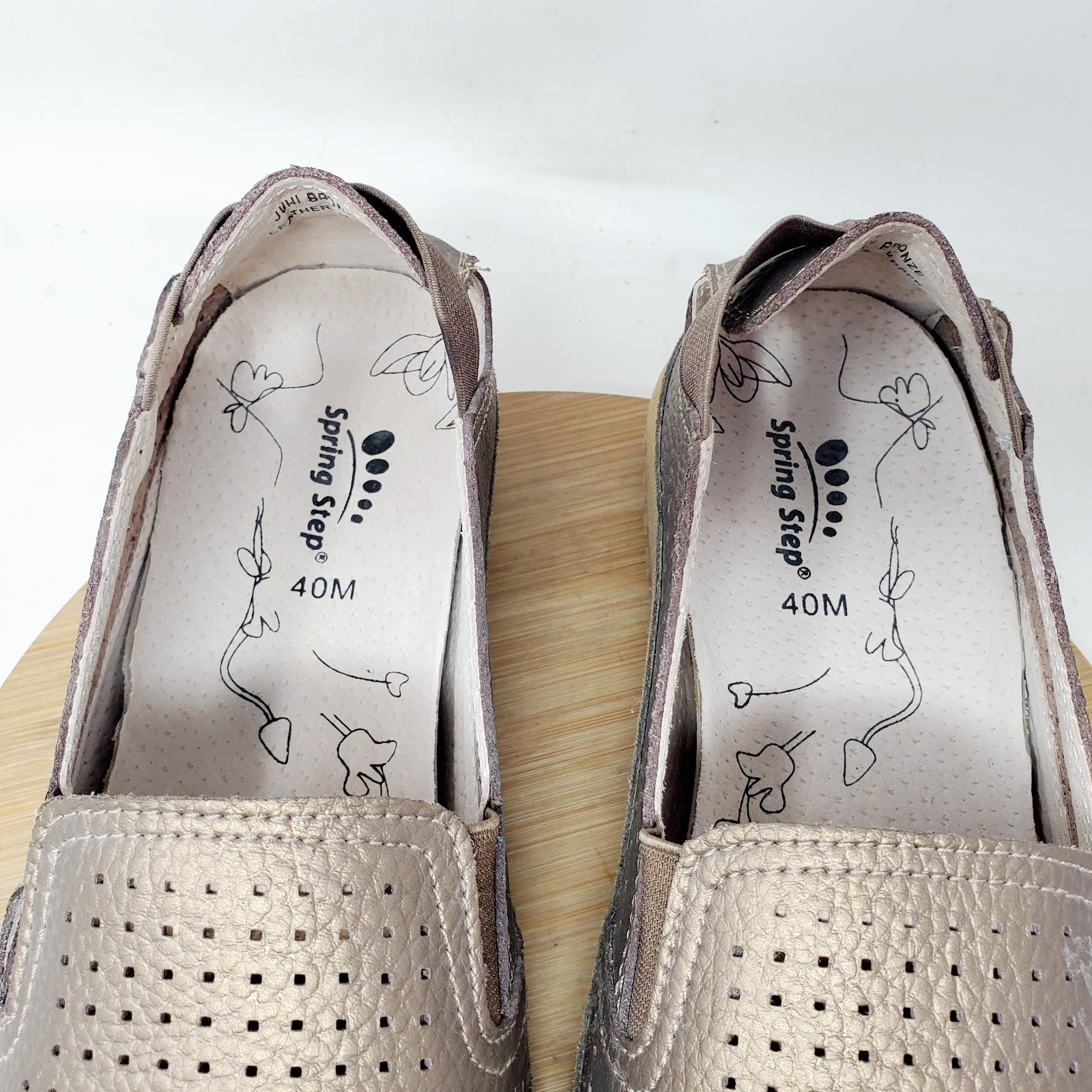 Spring Step Shoes Womens 40 Bronze Metallic Leather Loafer Flat Comfort Sandals