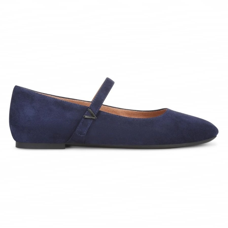 VIONIC Women Alameda Mary Jane Flat , Navy Suede (NEW)