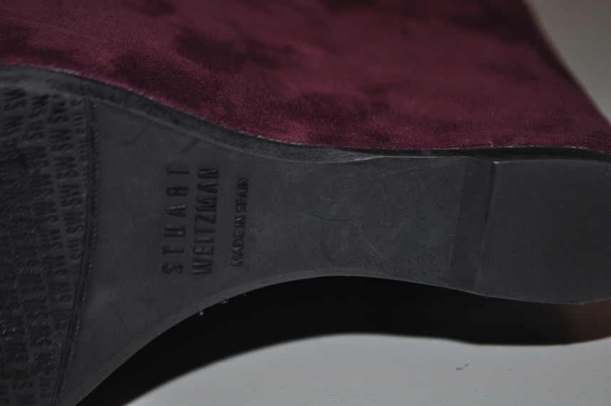 NEW Stuart Weitzman Demiswoon BORDEAUX Burgundy Knee High Wedge Boots Shoes Sz 9