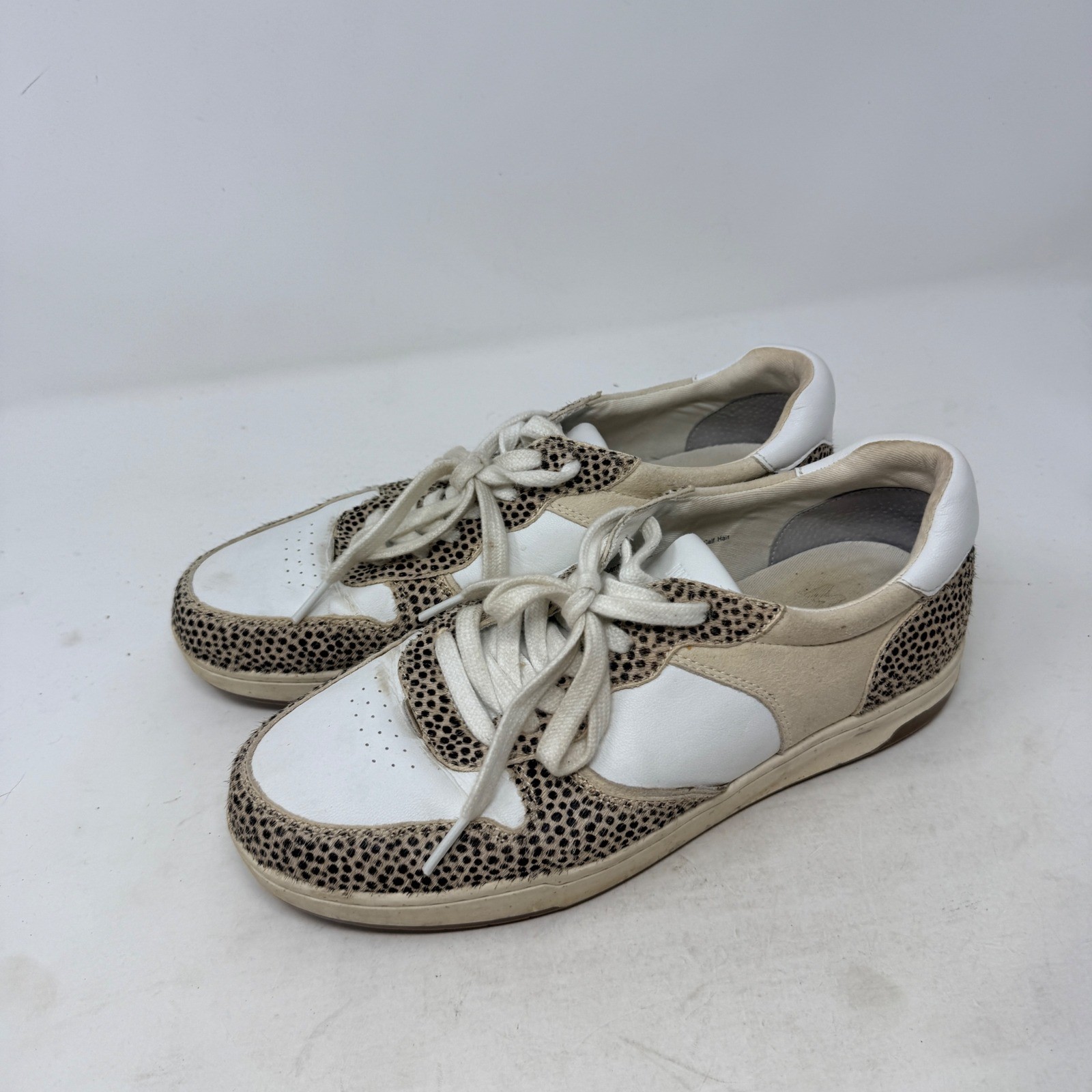 Madewell Court Sneakers 9.5 White Leather Cheetah Real Calf Hair Low Top