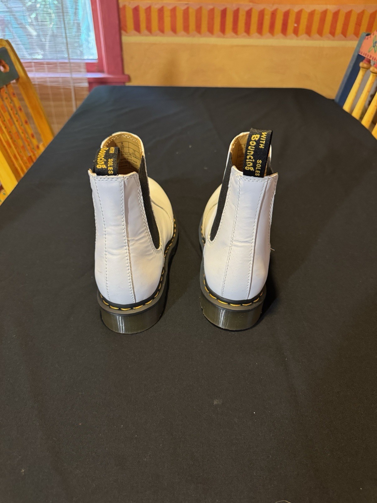 Dr. Martens 2976 White/Black Leather Chelsea Ankle Boots Womens US 10 EU 42