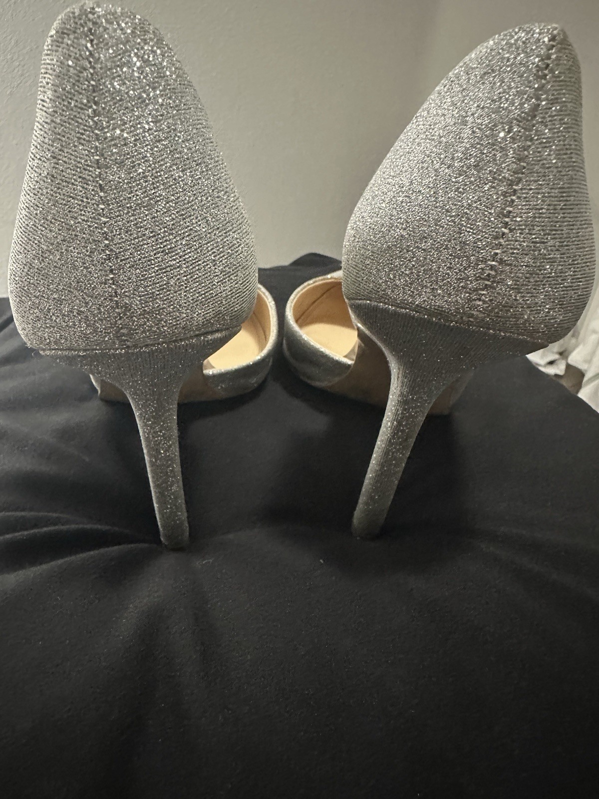 BCBGeneration Silver Glitter Pointed Toe Stiletto Pump Slip-On US 9 EU 39