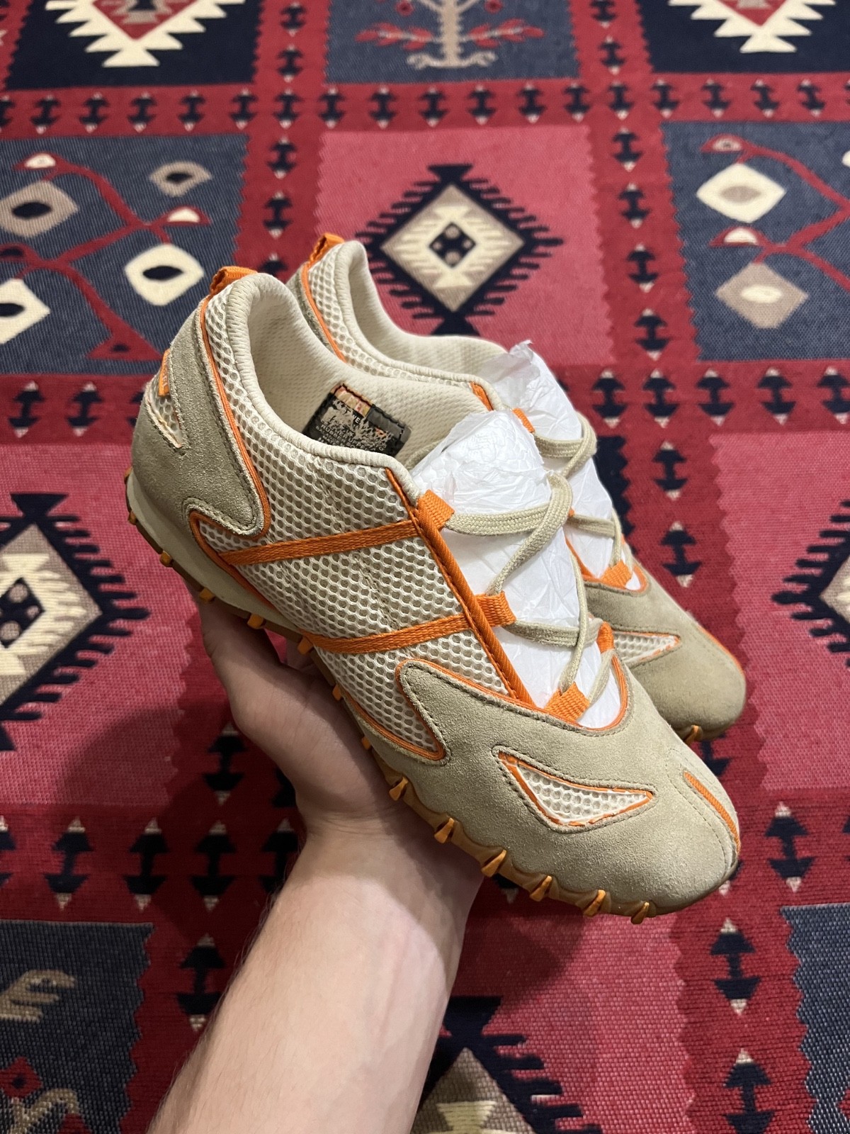 Rare Diesel Sorento Ballet Lace Up Sneakers Vintage Y2K Orange Beige Size 7
