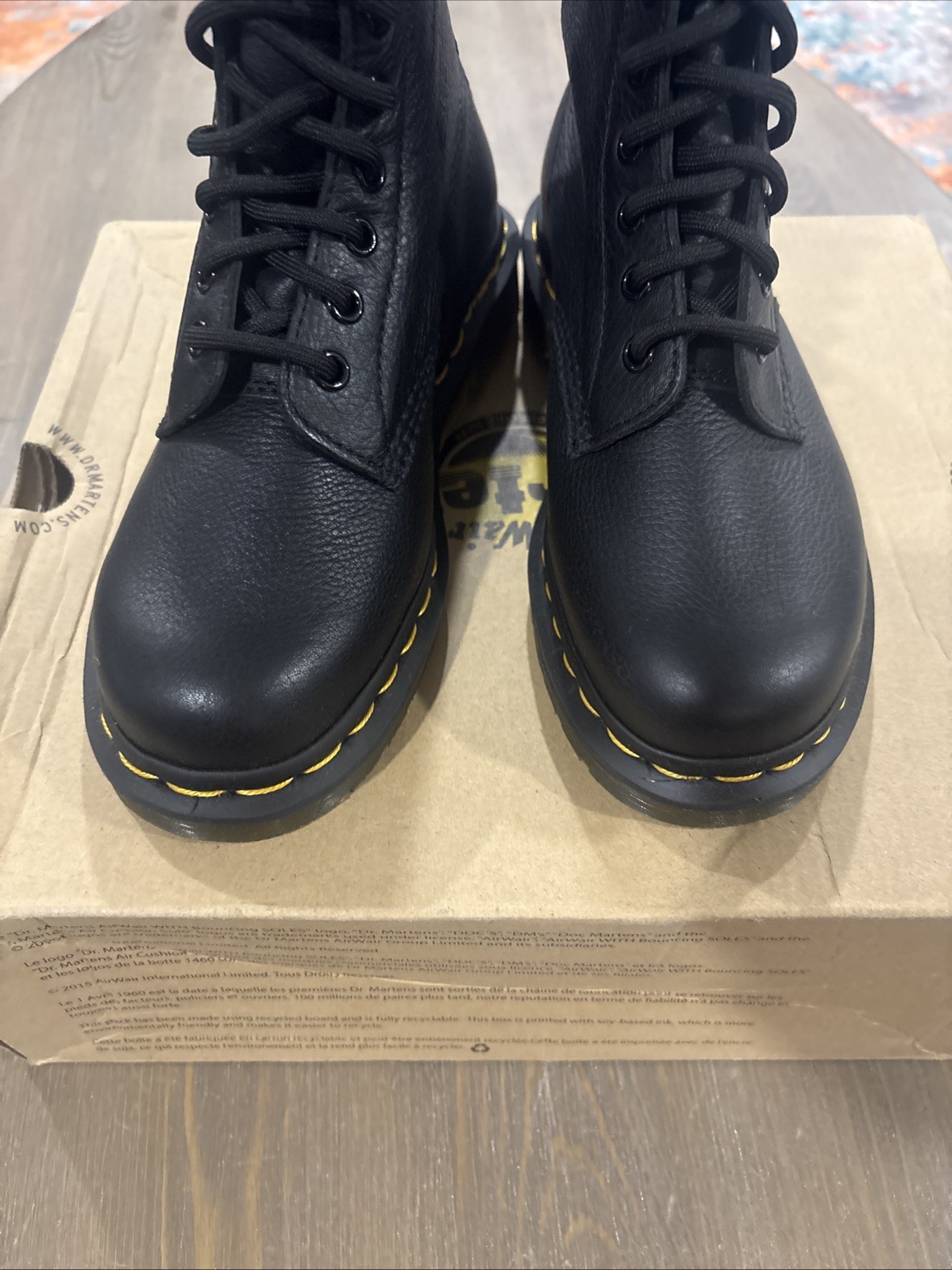 Dr. Martens Pascal 1490 Virginia Leather Boots for Women, Black Grunge Core NIB
