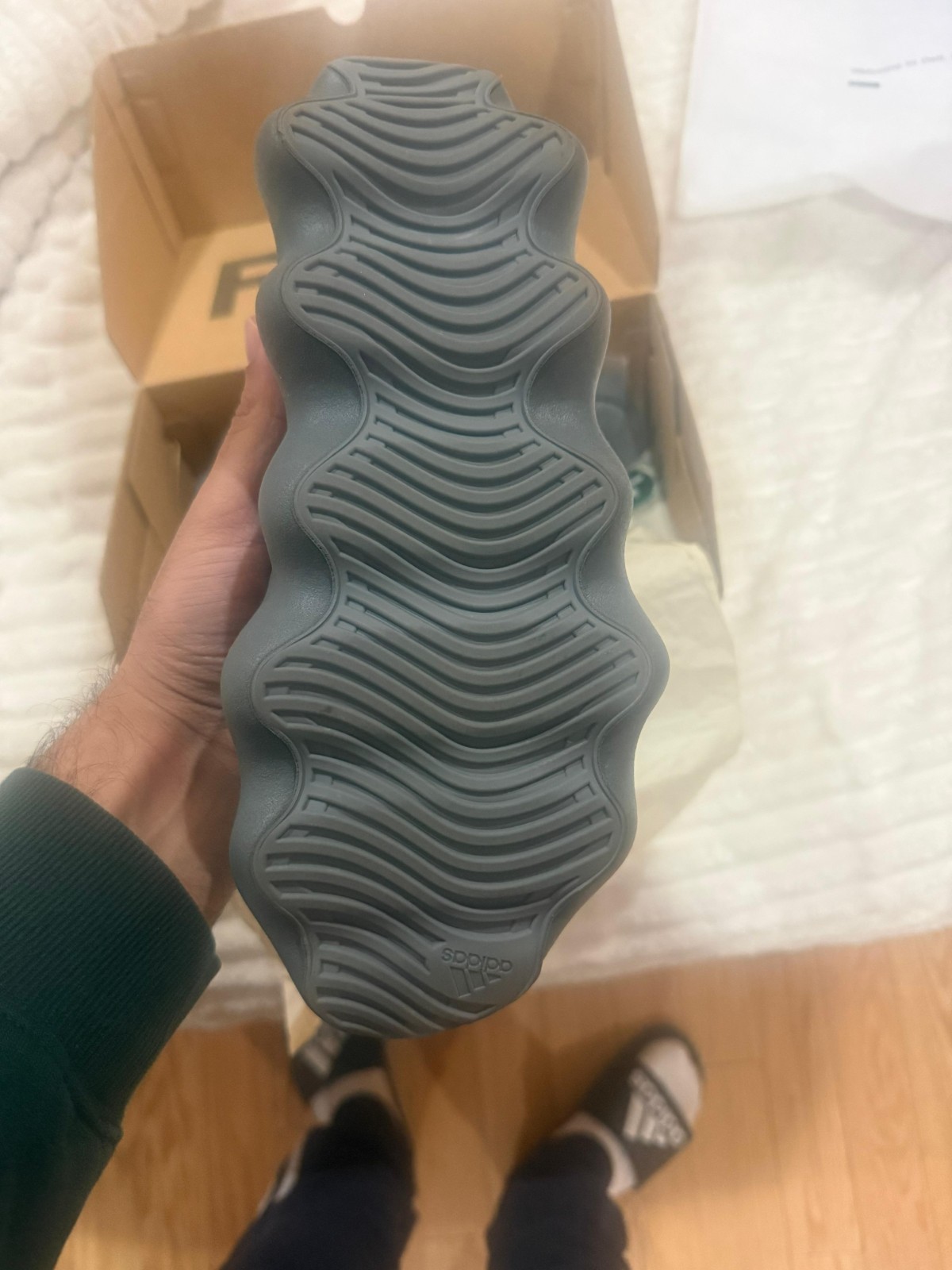 Knit sock trainer shoes with sculpted rubber sole in Stone Marine Colour