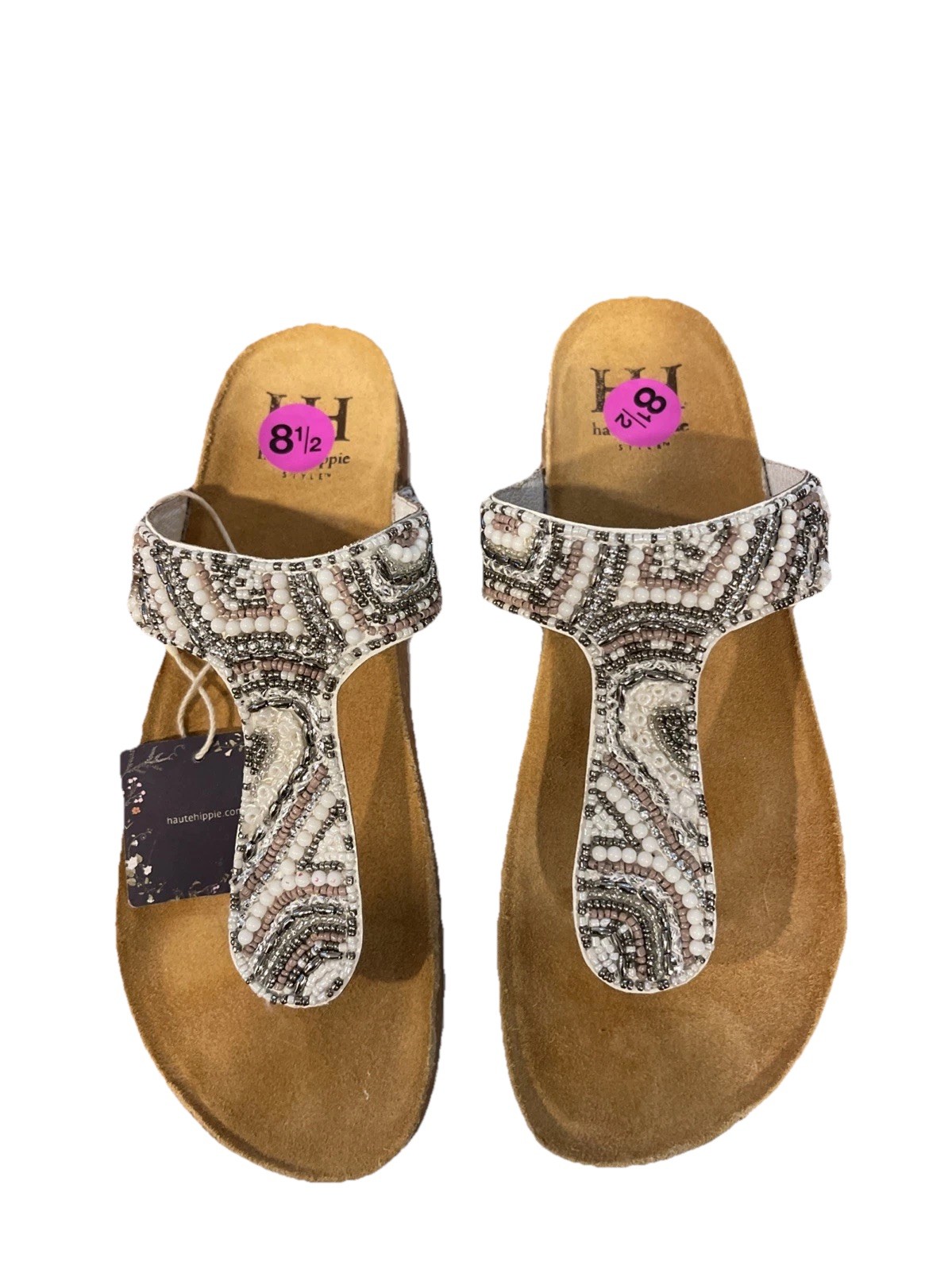 Haute Hippie Beaded Embroidered Retro Thong Sandals Cushioned Boho 8.5 NWOT
