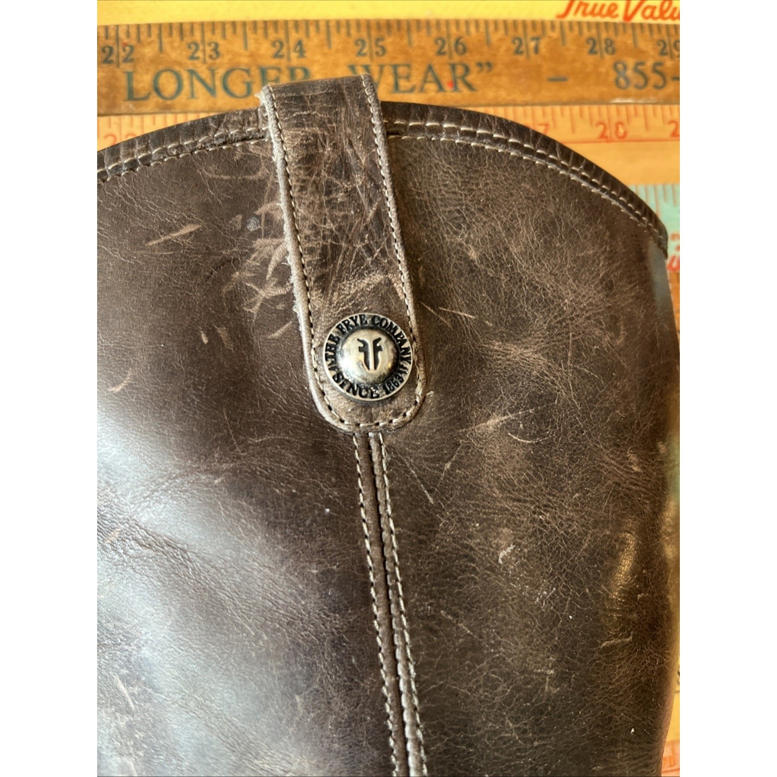 Frye Gray Brown Leather Riding Boots Women’s Western Size 6.5 #77172 Distressed