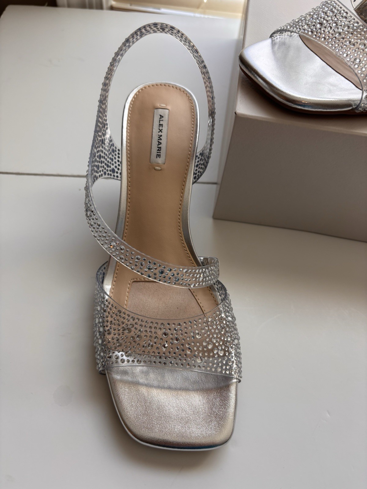 Silver Clear Rhinestone Evening Party Wedding Shoes Alex Marie Sutton