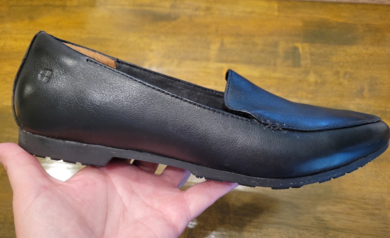 Shoes For Crews Womens Leather Slip-On Loafer Black Slip Resistant Sz 9 Workwear
