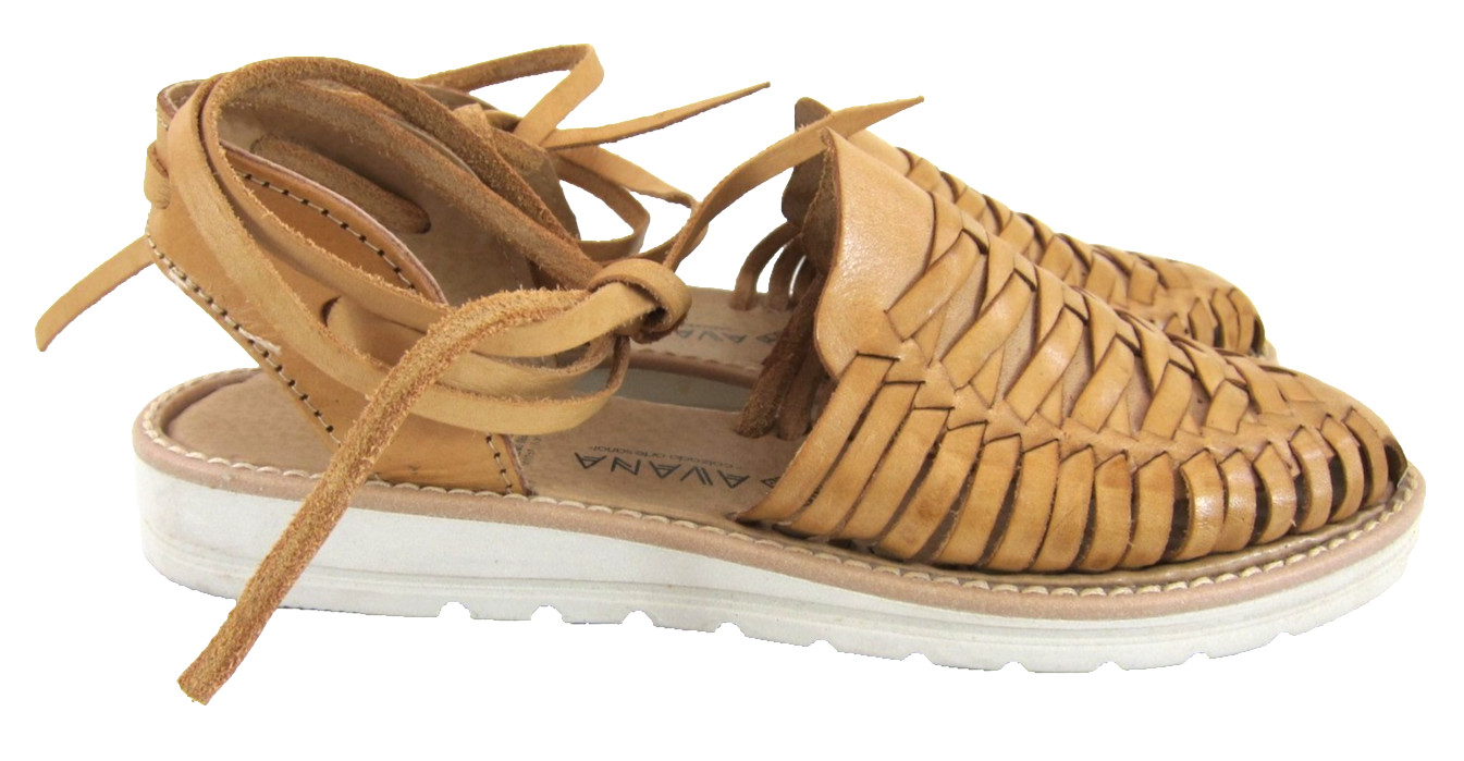 Avana Calzado Artesanal 100% Leather Ankle Strap Tie Huarache Sandal Women 9/40