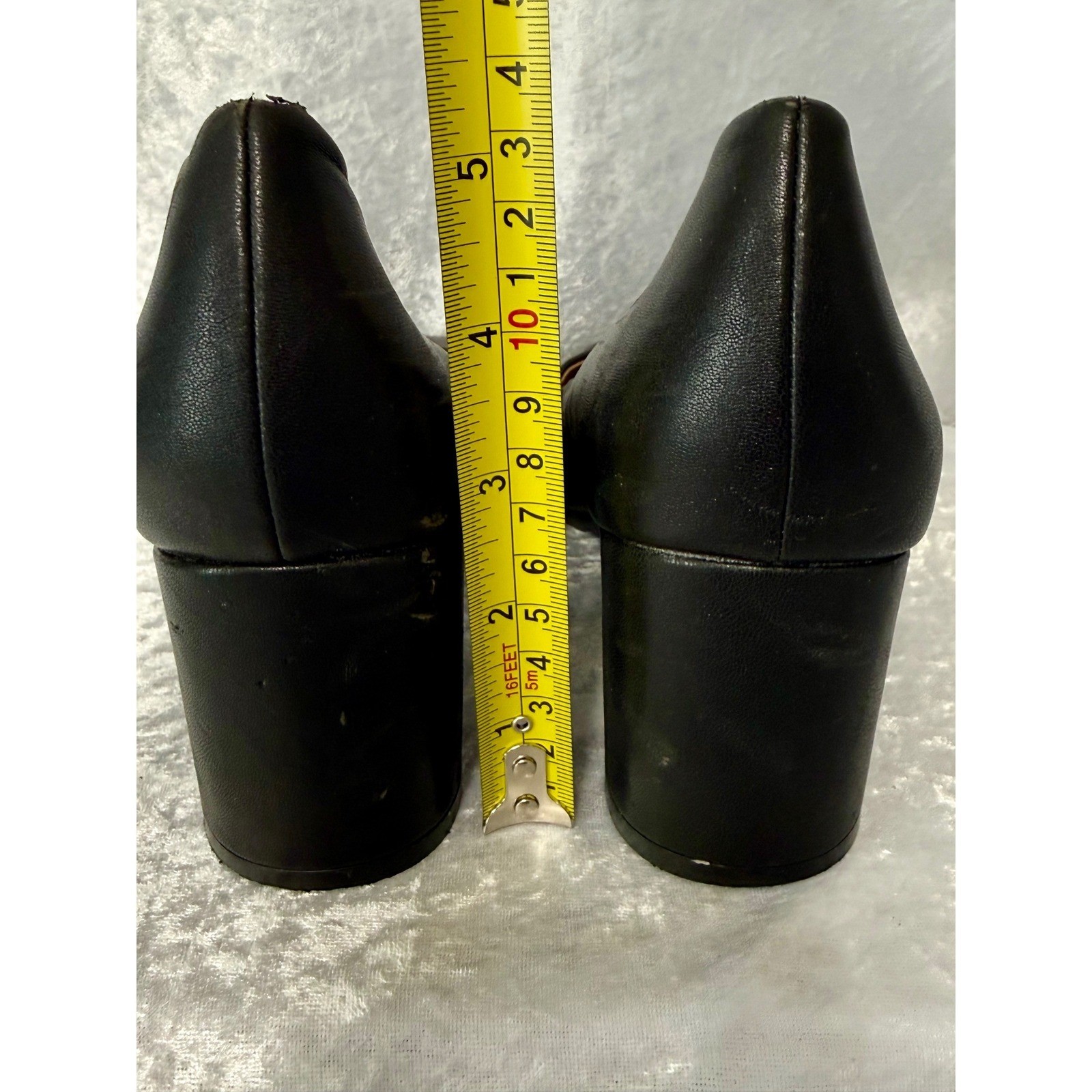 Naturalizer Warner Black Leather Square Toe Block 3 in Heel Pumps Womens Size 9
