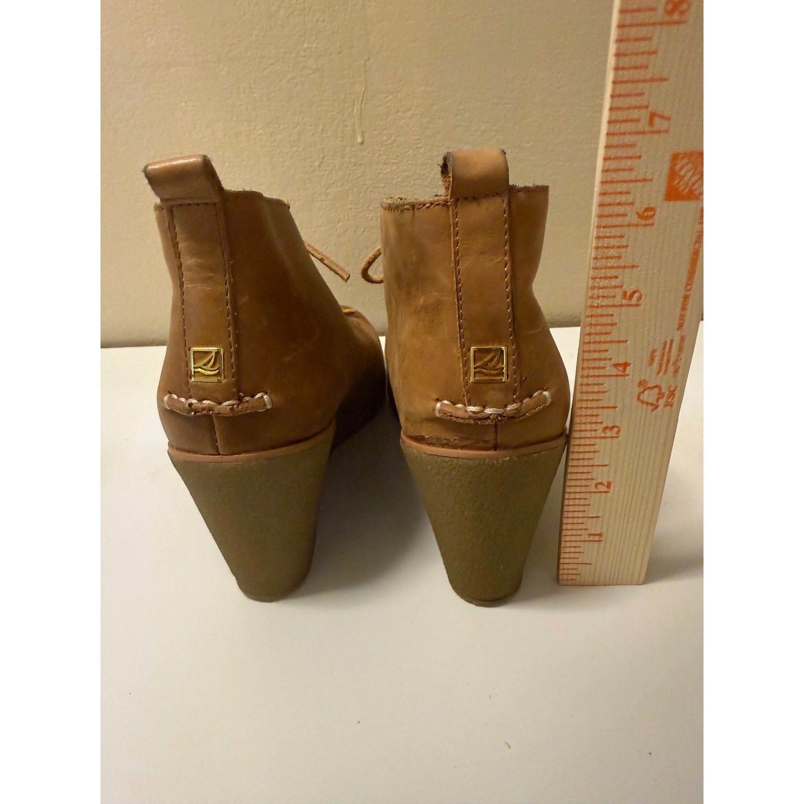 Sperry Top-Sider Womens STS90493 Tan Leather Wedge Chukka Ankle Boots Size 8.5 M