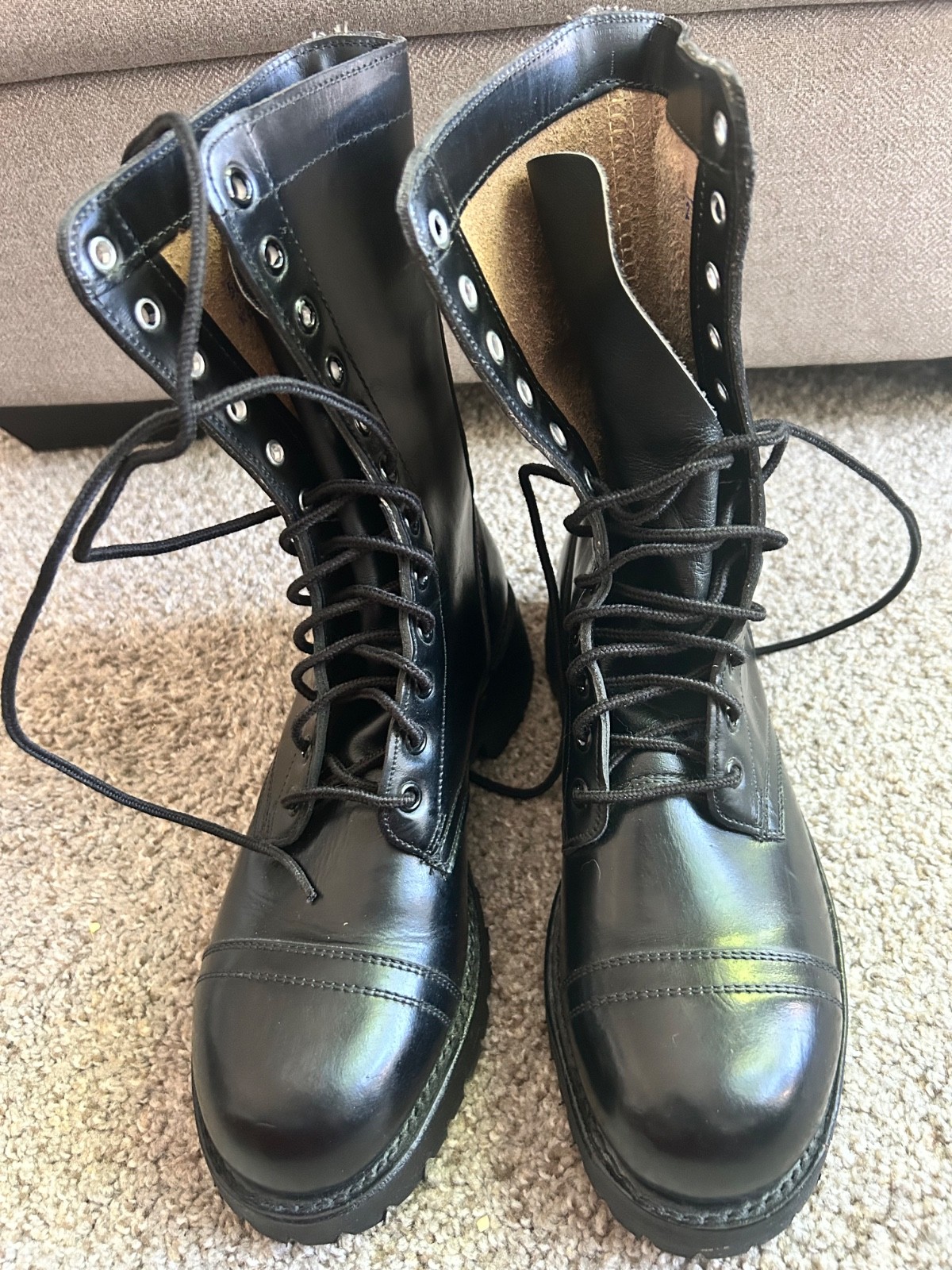 VTG Canadian Forces Black Leather Army Garrison Boots Men 5 D / Women 6.5 Goth