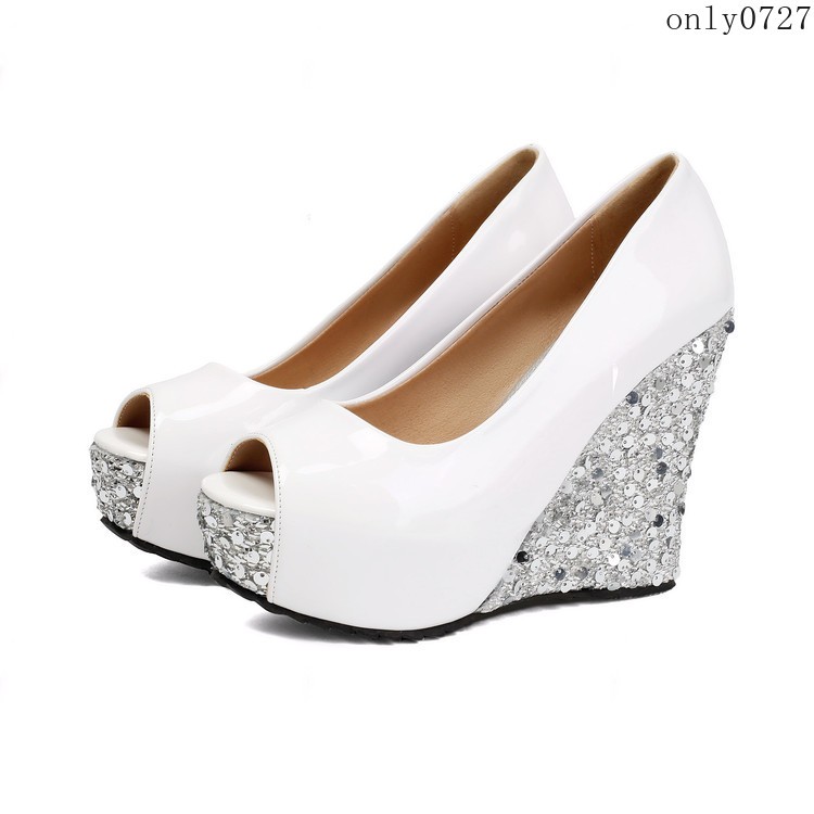 Women’s High Wedge Heel Platform Sequins Clubwear Sandals Shoes Wedding Fashion