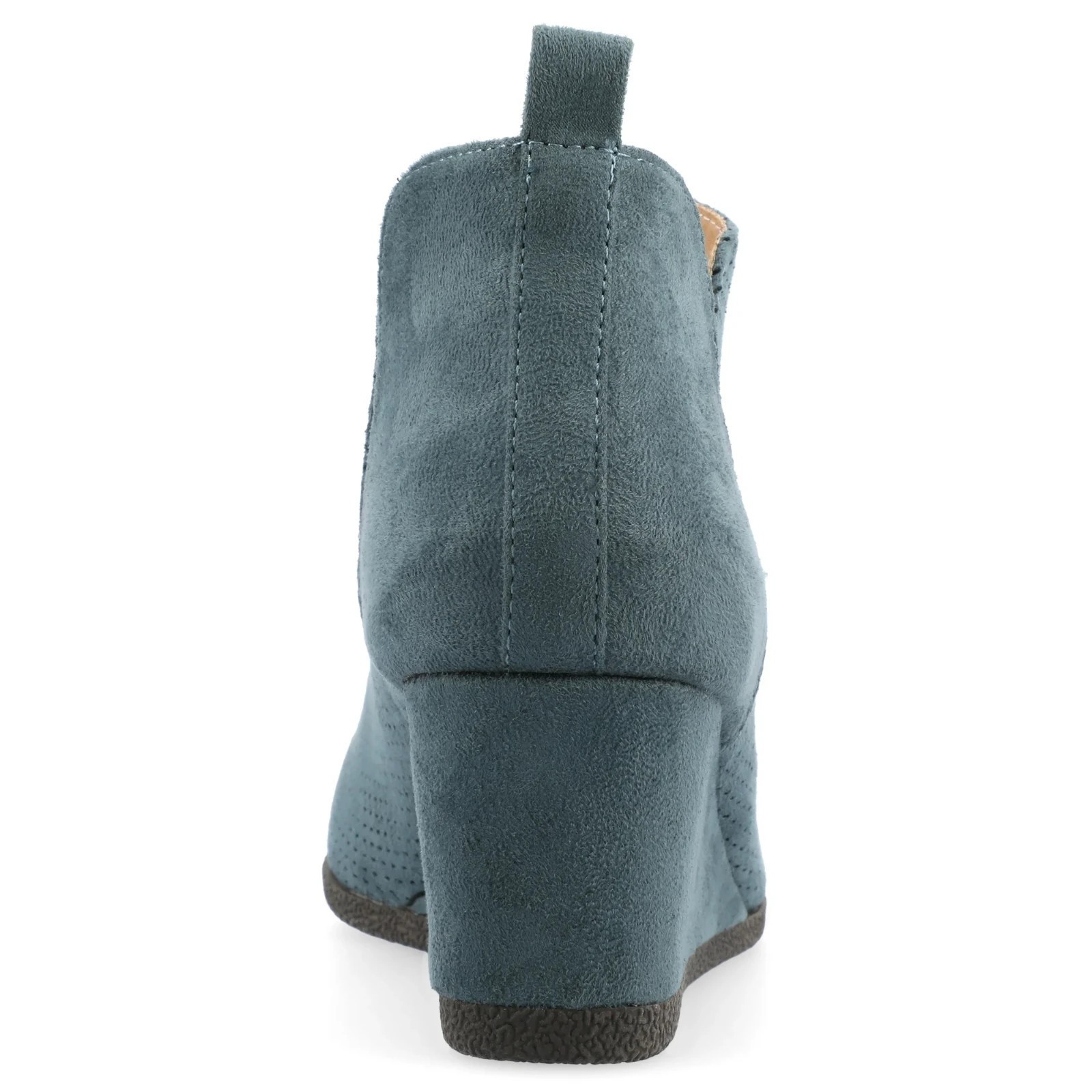 Journee Collection Mylee Suede Wedge Heel V-Cut Ankle Booties Woman Blue Size 8M