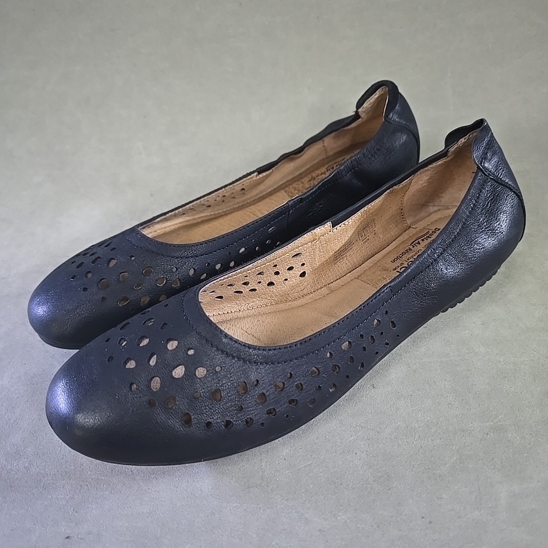 Josef Seibel Pippa Ballet Dress Flats Black Leather Cushioned Shoes EU40 US9-9.5