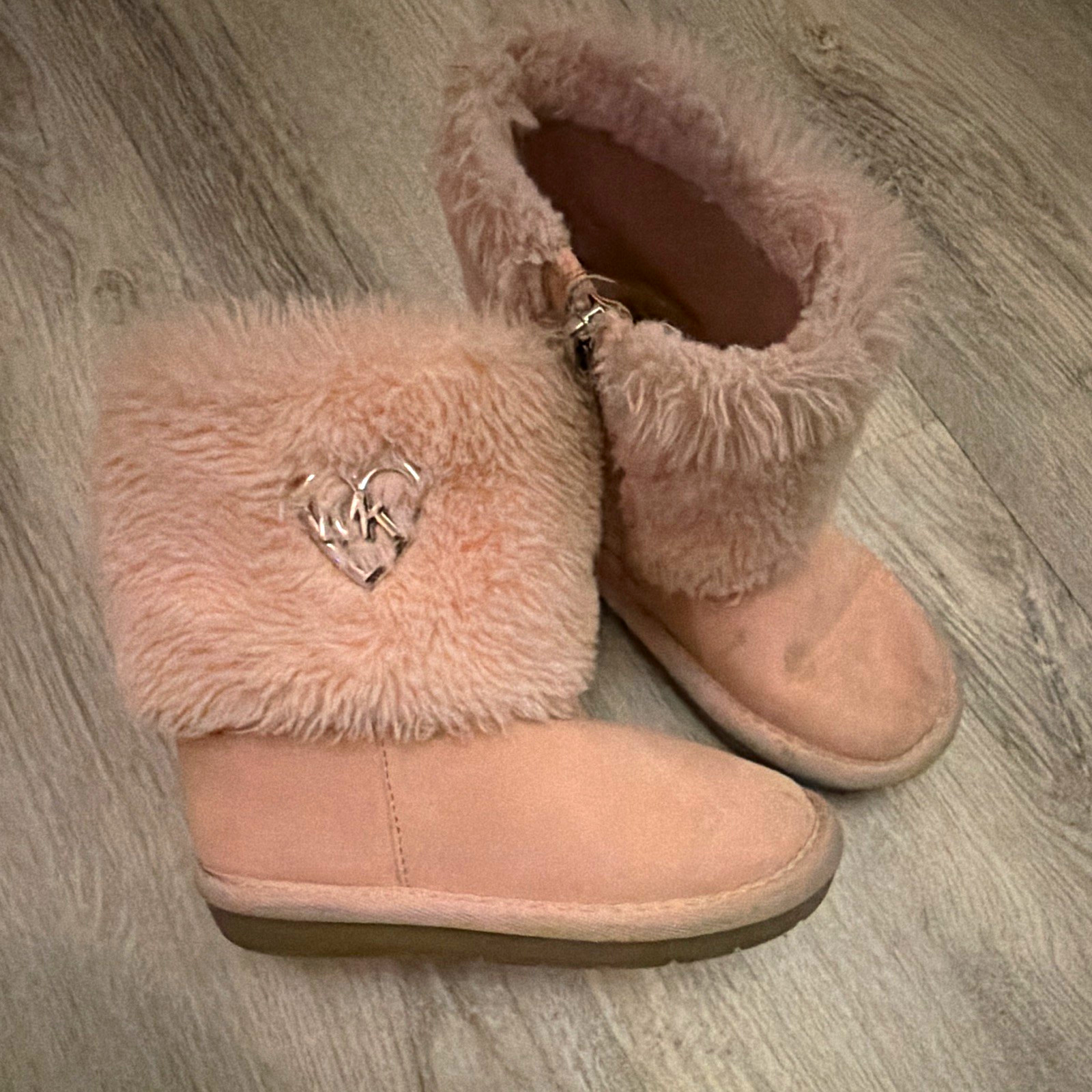 Michael Kors Women’s Pink Faux Fur Trim Ankle Bootie Round Toe Zip 9