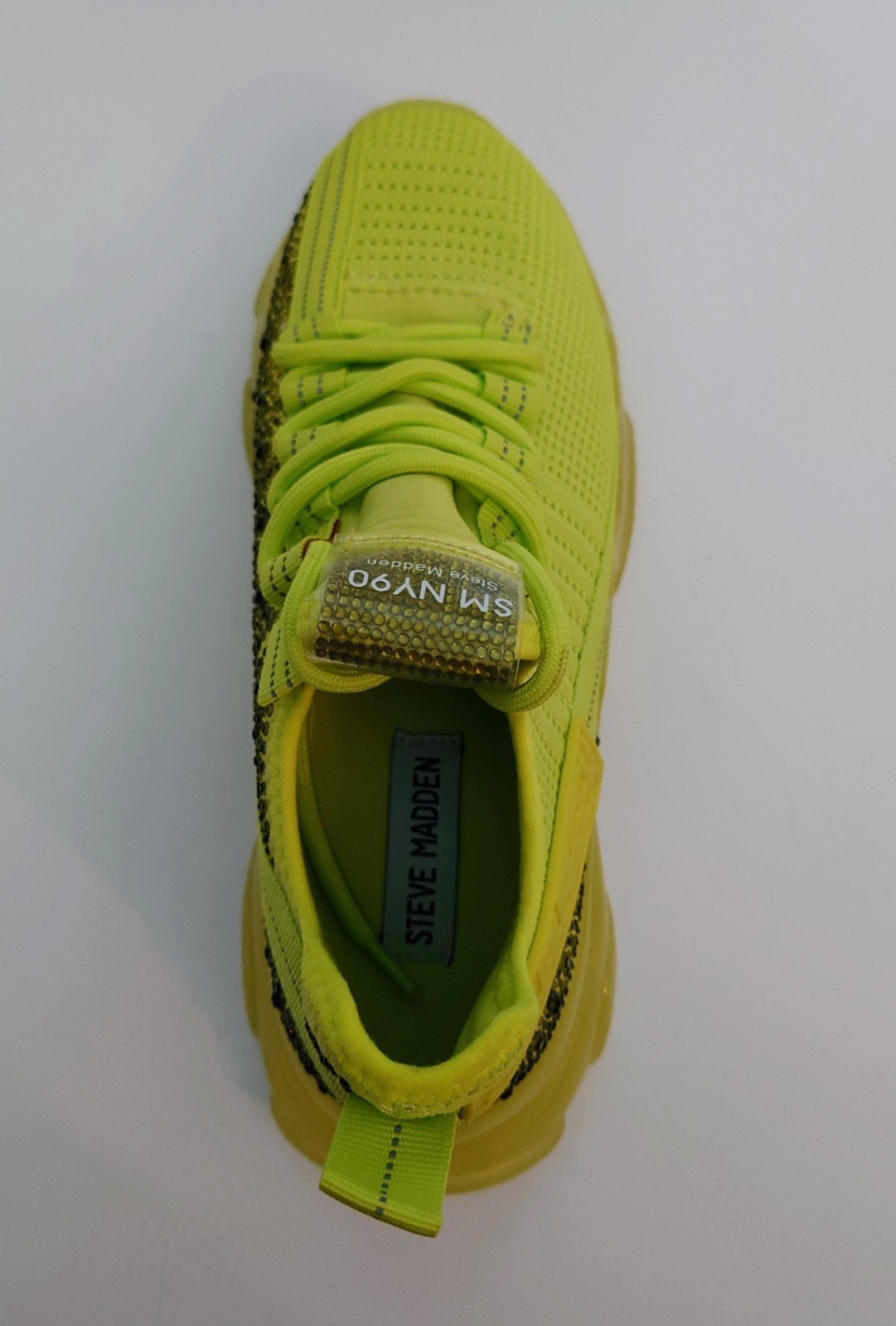Steve Madden Maxima Knit Rhinestone Neon Yellow SM NY90 Size 8.5
