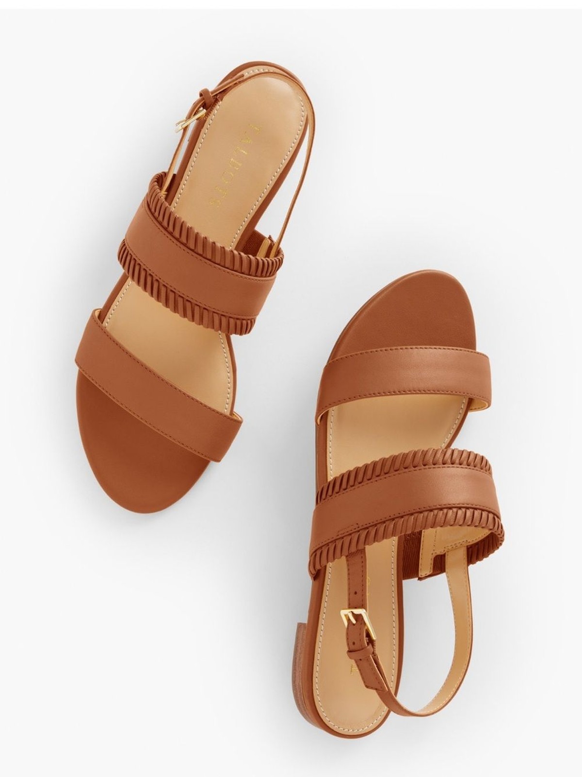 Talbots Keri Whipstitch Nappa Sandals Brown Leather Size 9