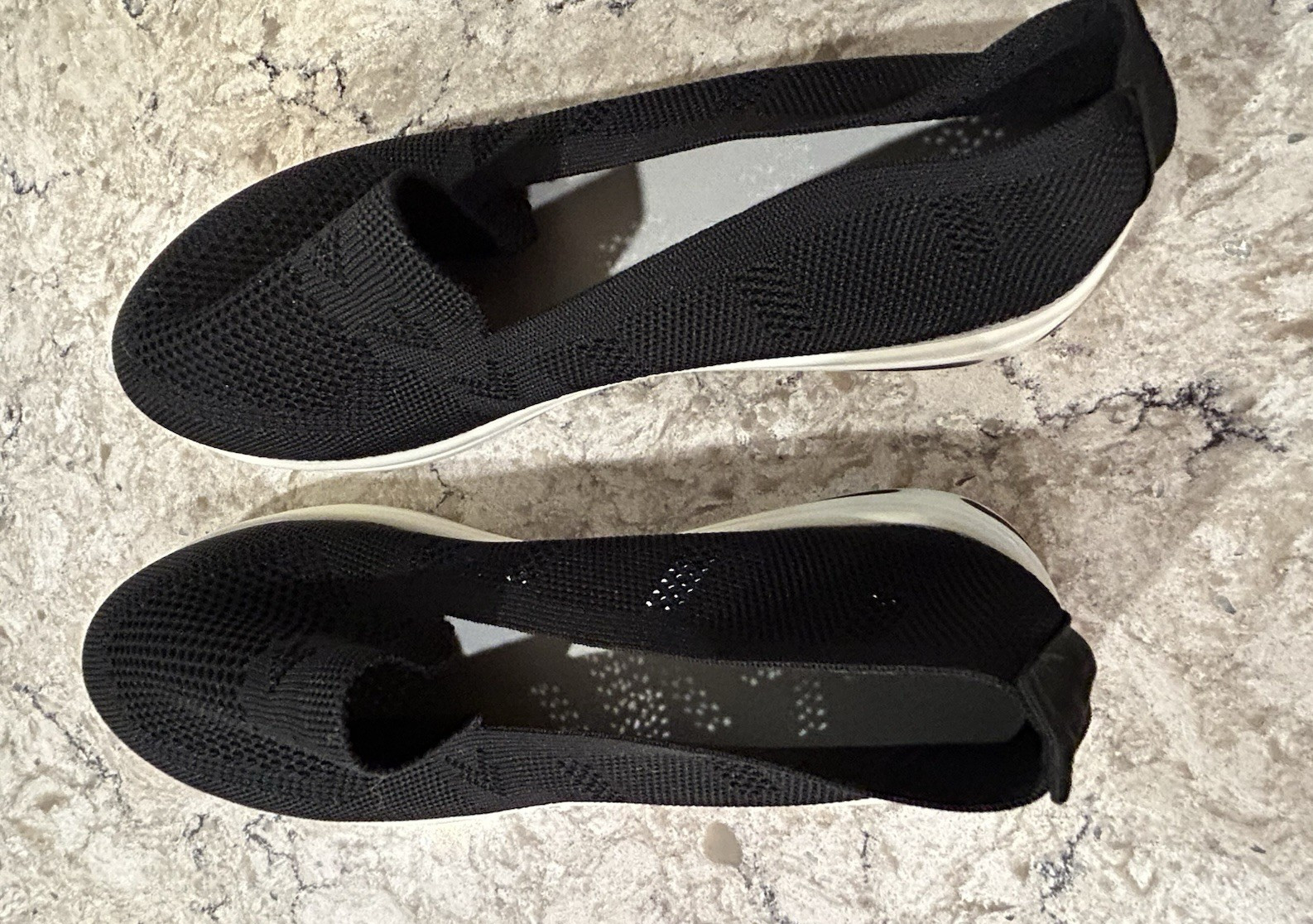 Black Knit Slip-On Women’s Lightweight Comfort Flats Synthetic Round Toe