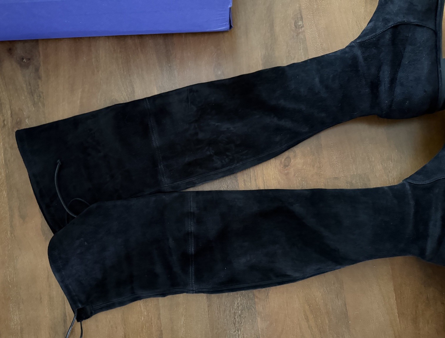 Stuart Weitzman Lowland Over The Knee Boot Black Suede Size 9.5 Flat