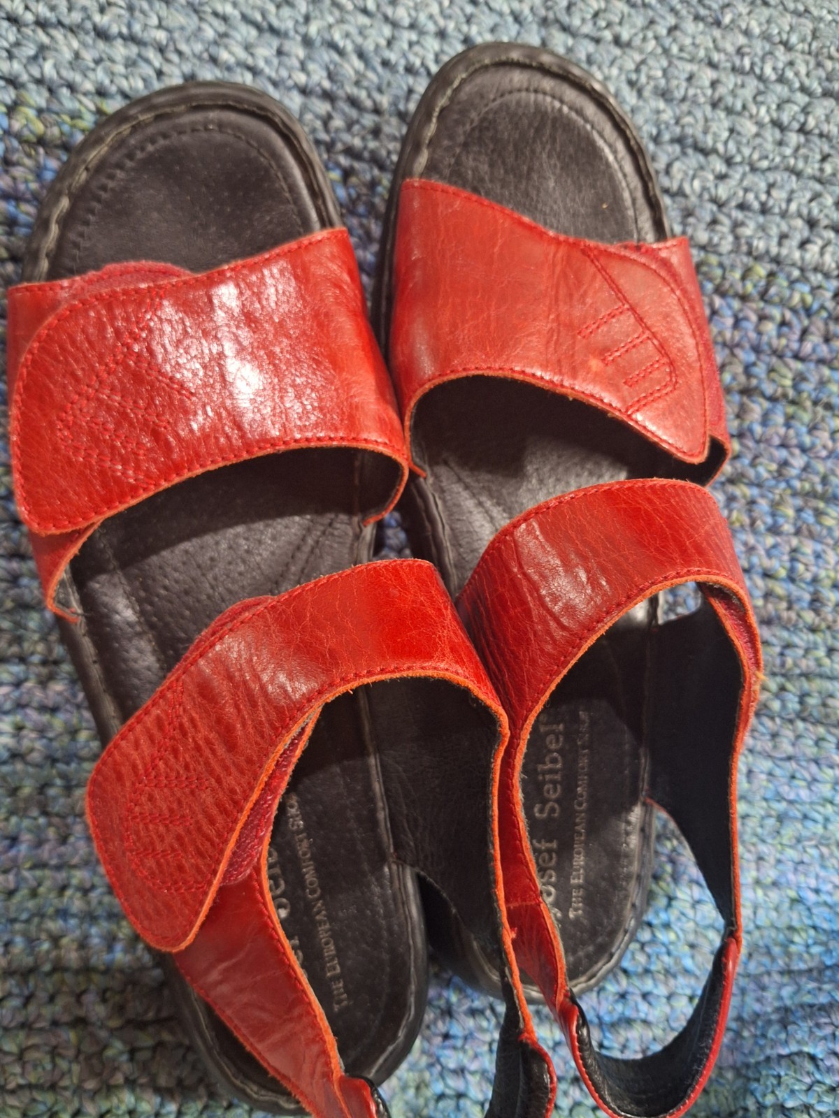 Josef Seibel Red Leather Comfort Sandals Women’s EU 42 US 11 Debra 19