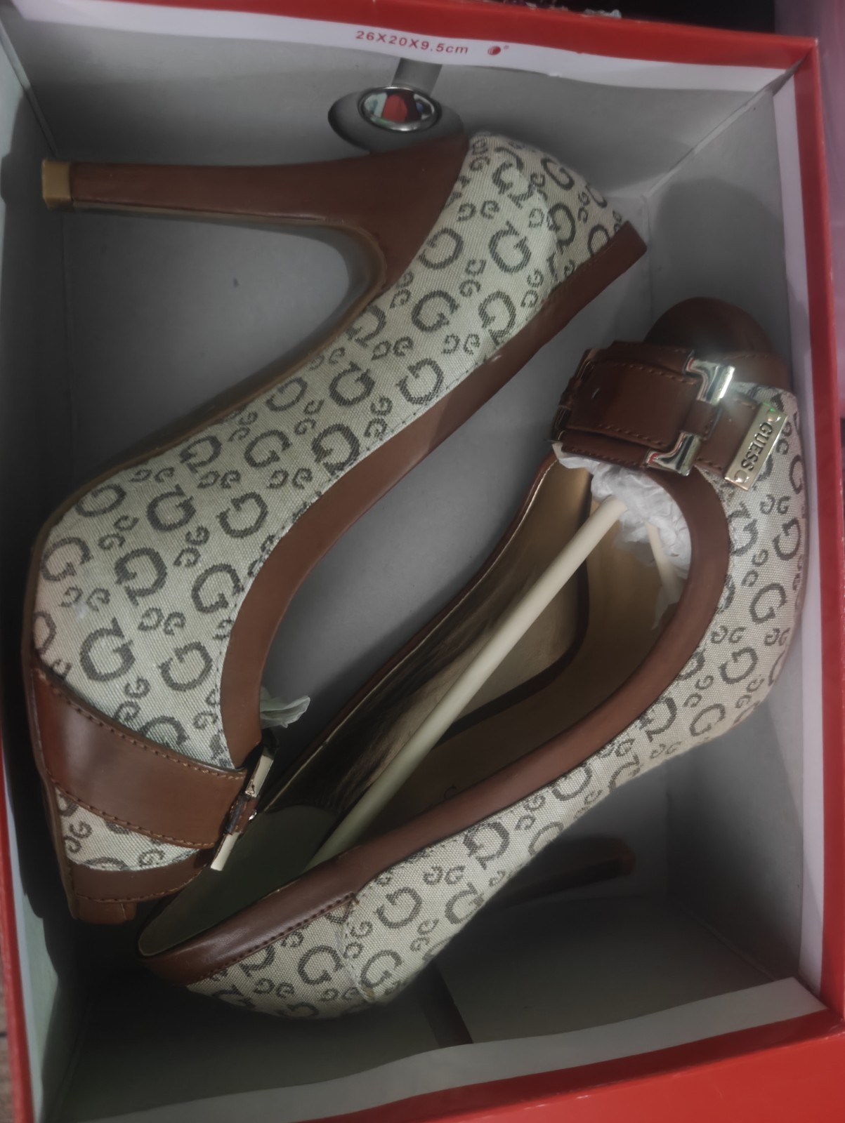 Guess High Heel G Logo Sz 7m Style Malee2 Peep Toe Heel Stiletto Rare Vintage