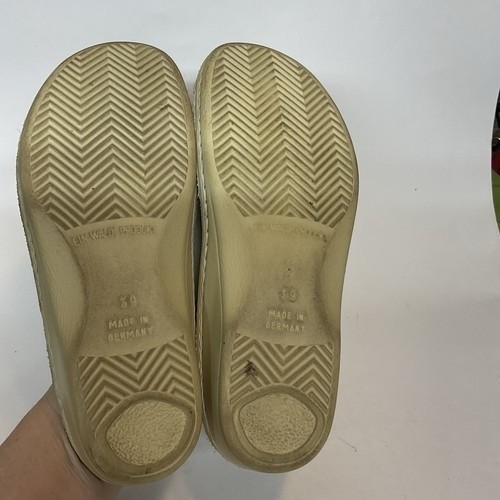 Finn Comfort Sansibar Silver/Ivory Leather Slide Sandals Women 39D/US8 Germany