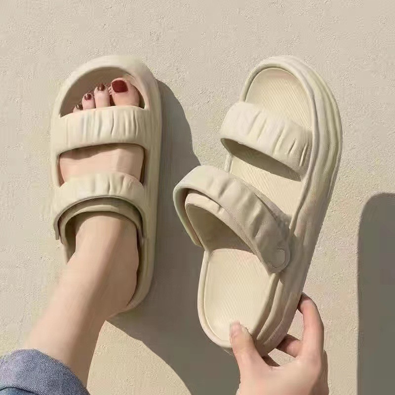Fashion Casual Woman Two Wear Slippers Step Poop Flip-flops Platform Sandals