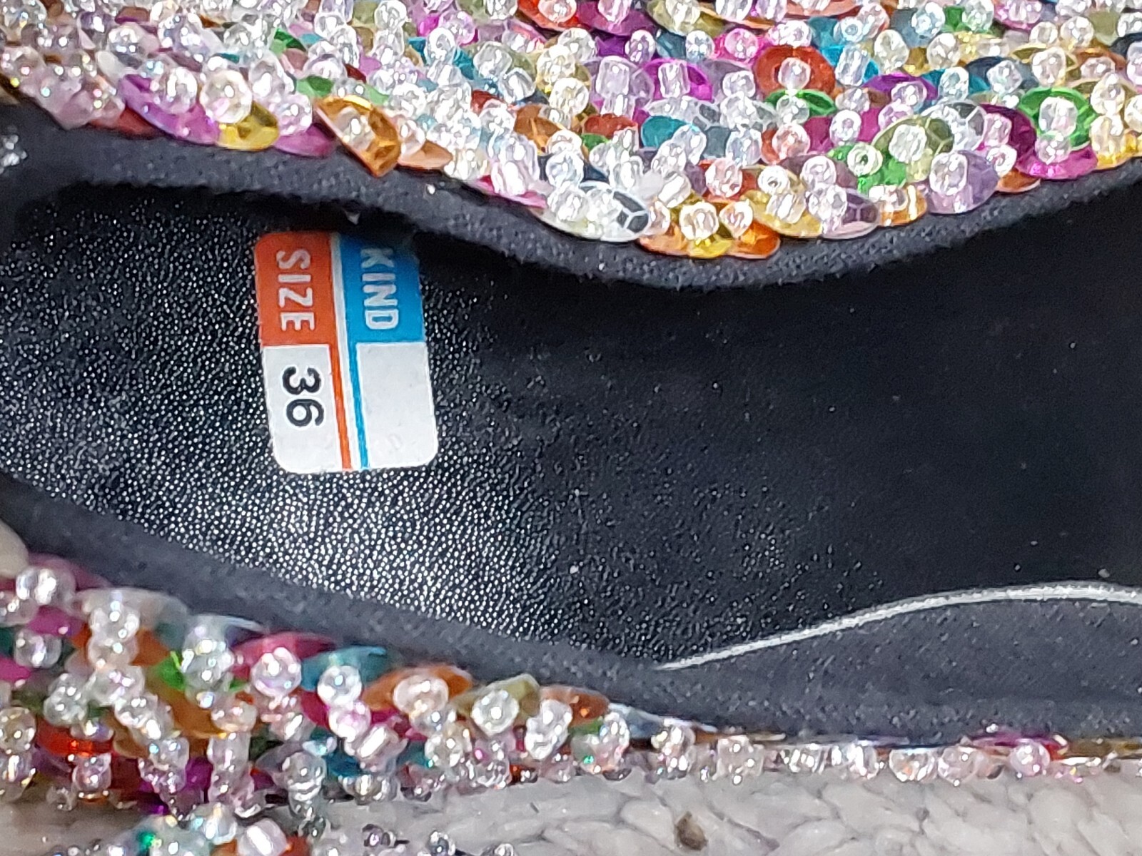 Vintage 90’s Rainbow Sequined Indonesia Made Ballet Flats Womens 36/5.5 US