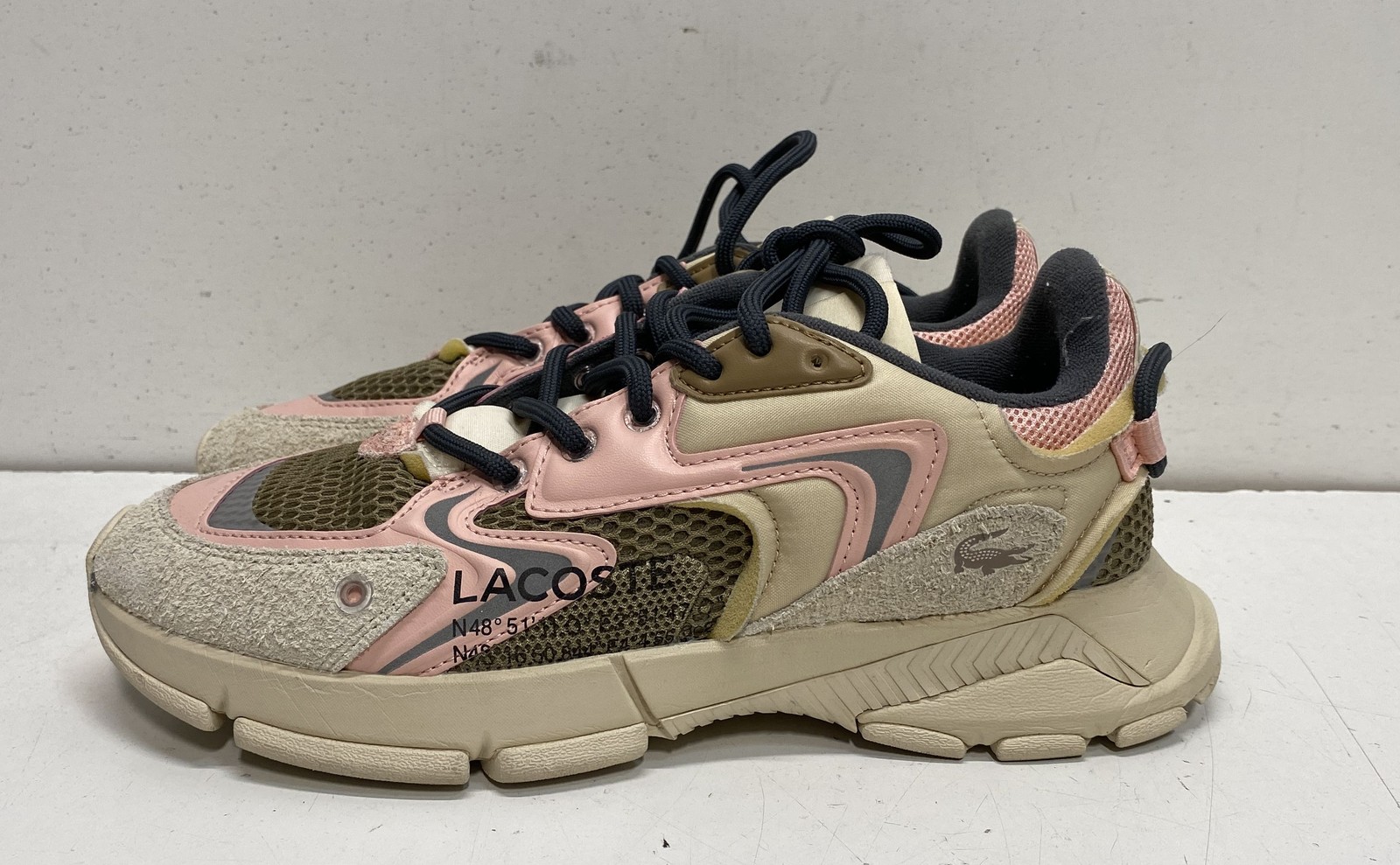 Lacoste L003 Neo Pink Tan Olive Green Chunky Lifestyle Sneakers Women’s Size 10