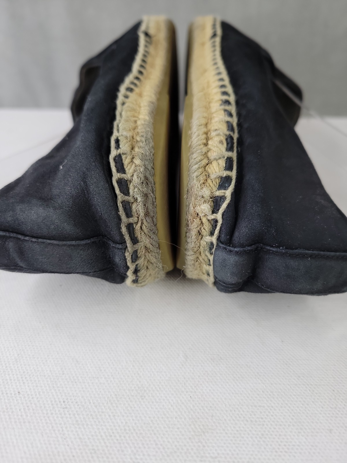 Tory Burch Women’s Black Leather Eleanor Tonal Logo Espadrilles Shoes Size 10.5