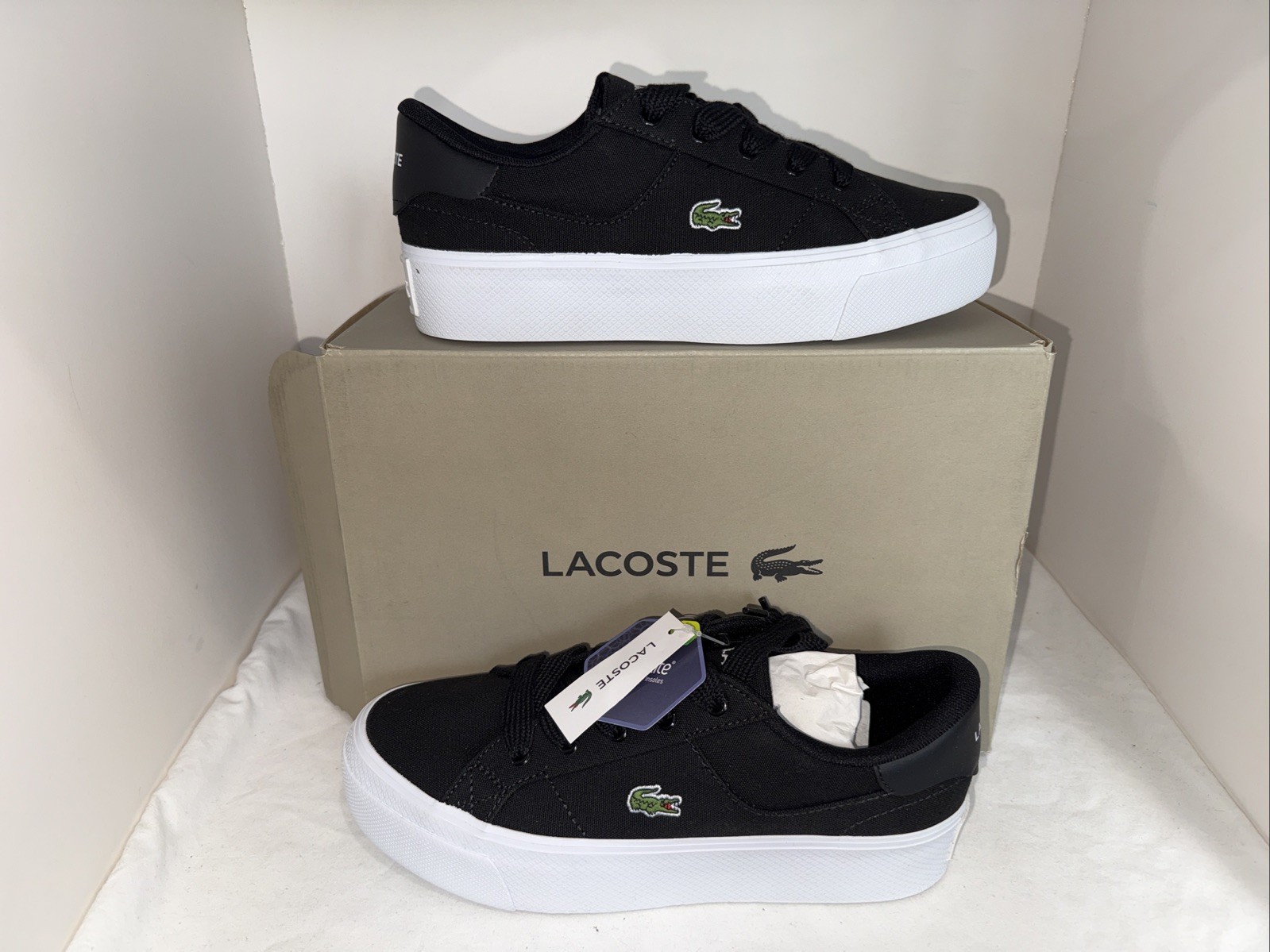 Lacoste Ziane Platform Black Shoes Woman’s Size 8.5