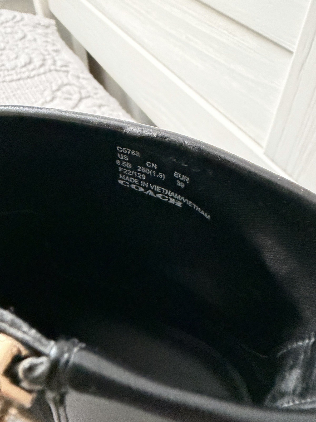 COACH Signature Black Leather Ankle Bootie Zip Almond Toe Women’s US 8.5 EU 39
