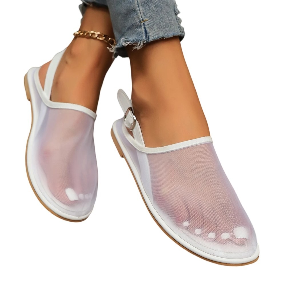 Casual Womens Mesh Mules with Closed Toe and Flat Bottom for Daily Wear