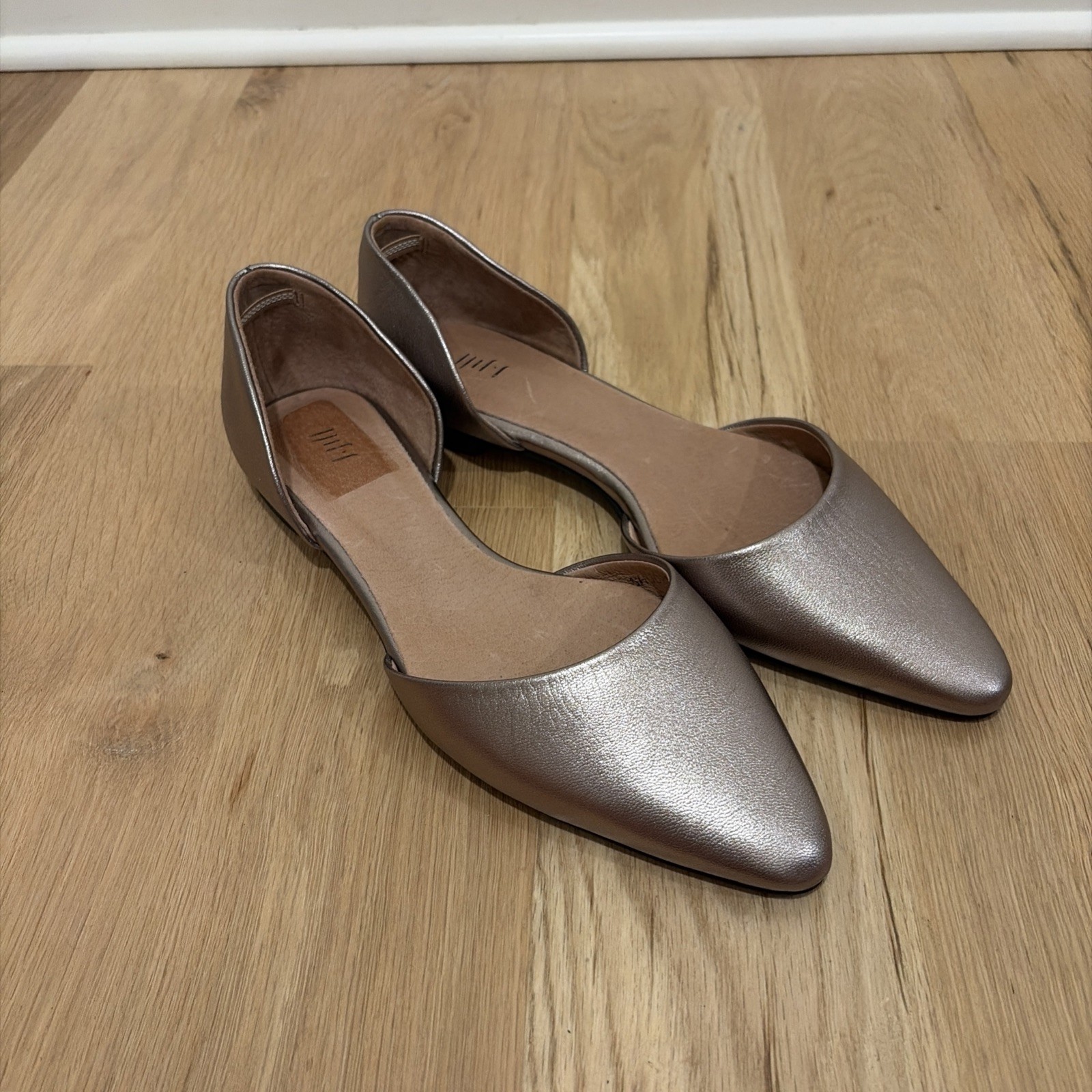 J Jill Ida D’Orsay Flats Loafers Shoes Womens 10 Gold Metallic Leather Slip On