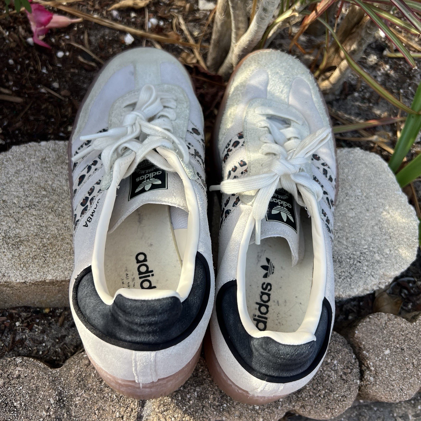 Adidas Women’s Sambae Leopard Off White JI4226 Size 10 Platform Sneakers