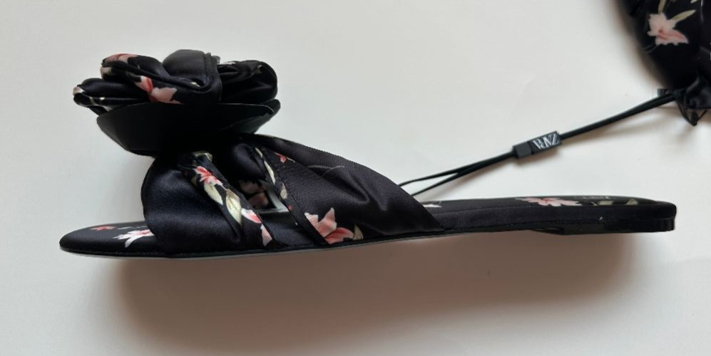 NWT Zara Multi-Color Flat Sandals With Bow EURO Size 42/US Size 11