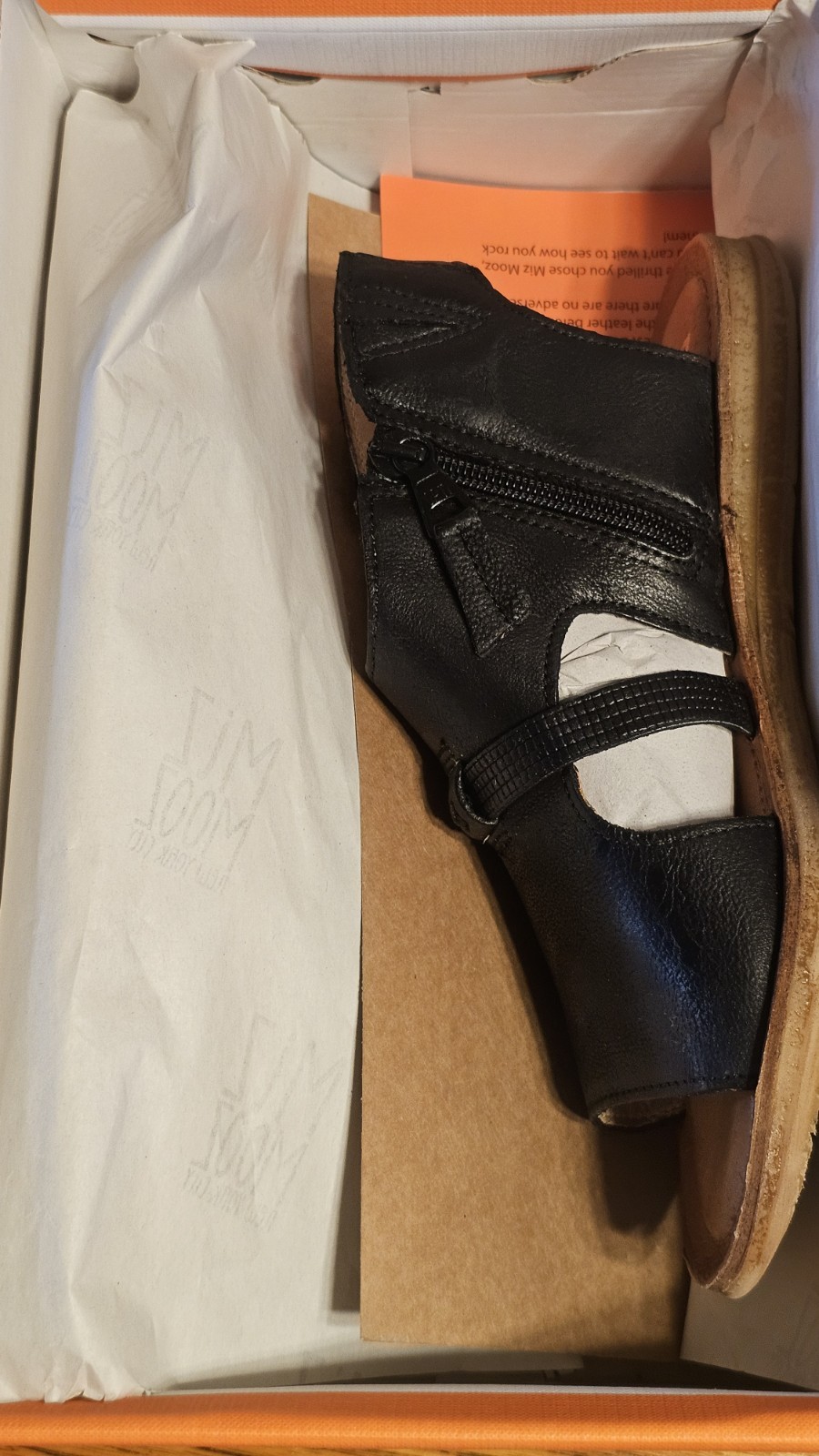 Miz Mooz Finnley Womens Black Leather Zipper Strap Sandals Size 37 – FREE SHIP!
