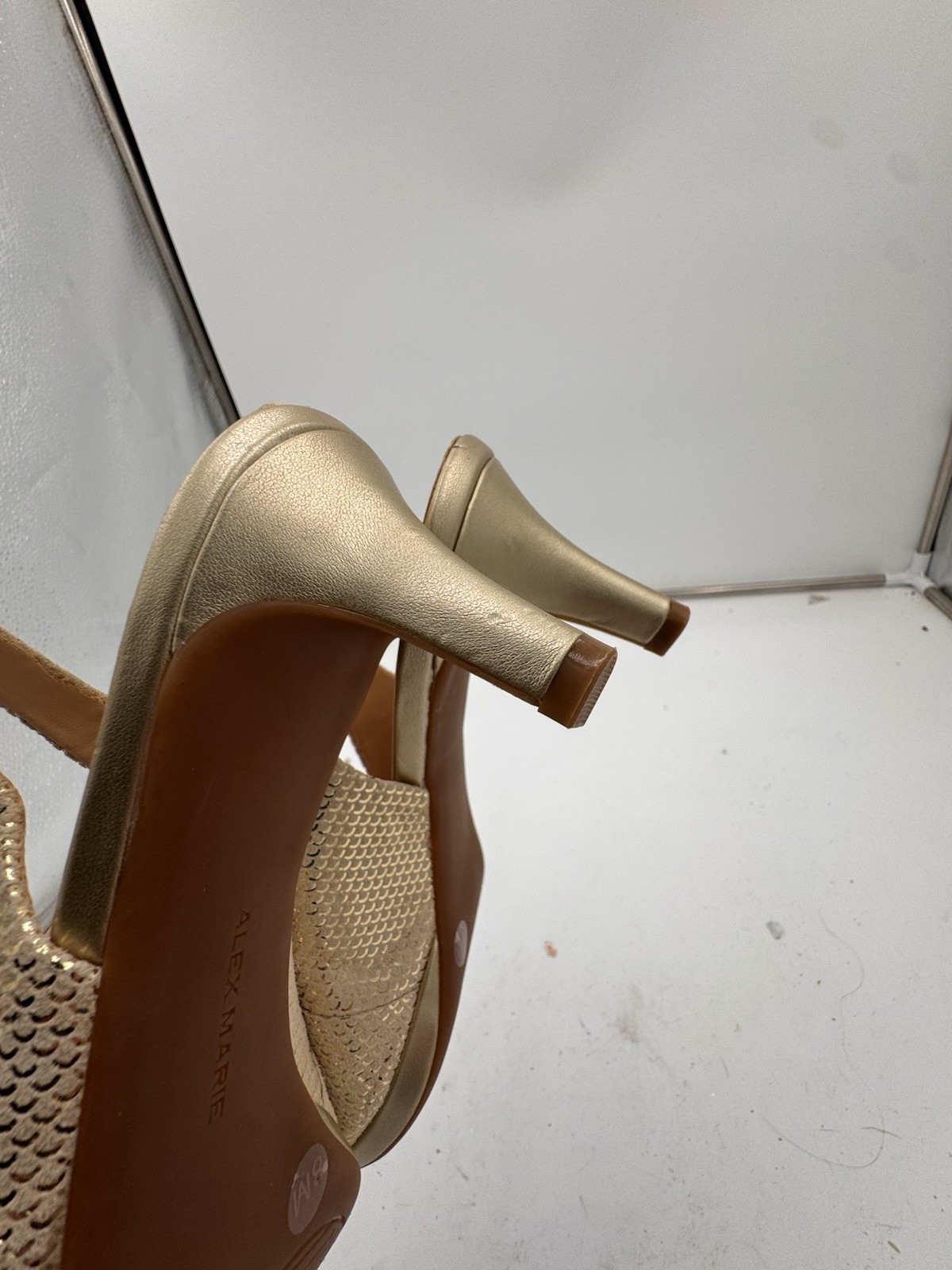 ALEX MARIE MARLA RHINESTONE BEADED Rose Gold Slingback PUMP HEEL SHOE Size 8