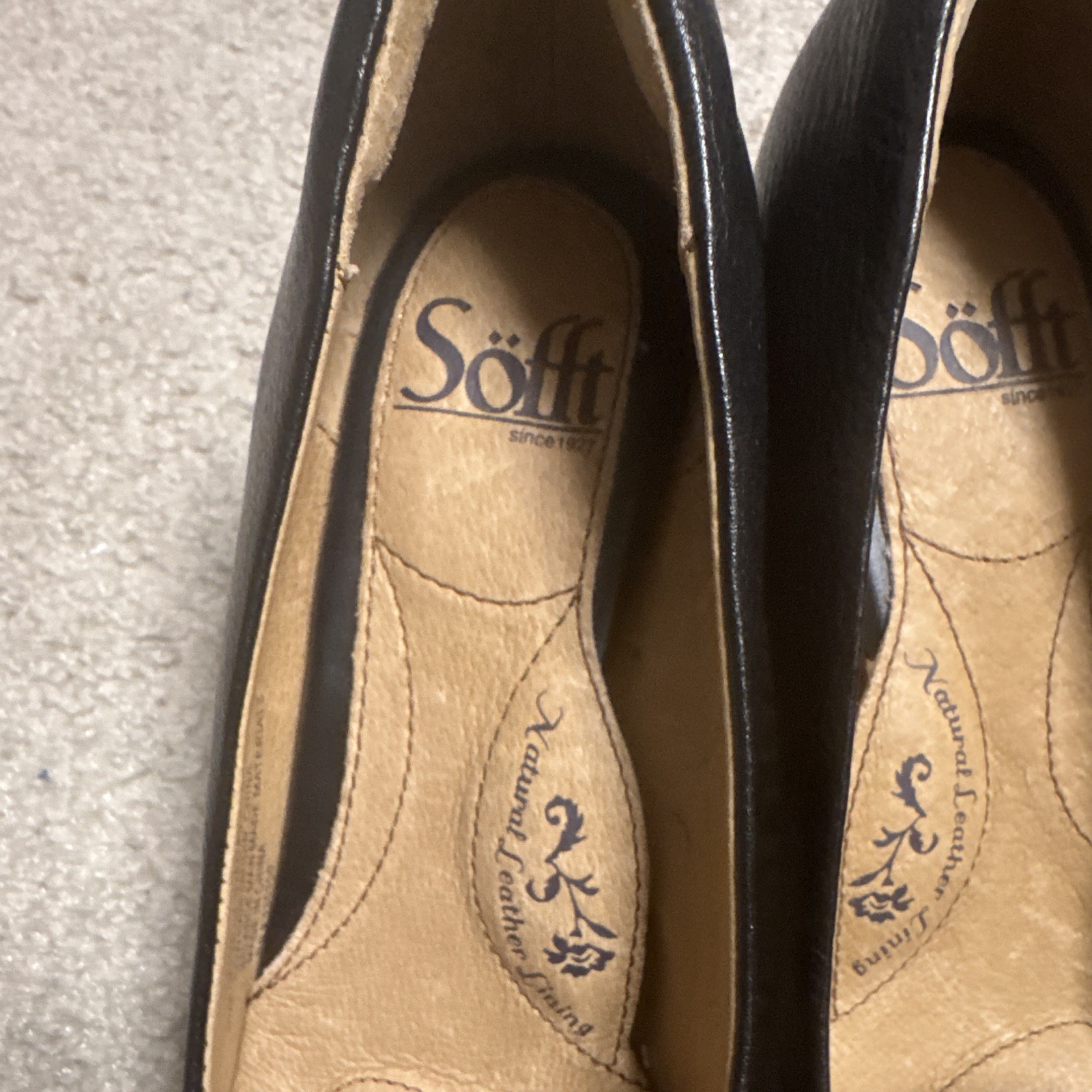 Sofft Black/Tan Leather Almond Toe Pump Slip On Animal Print Tassel US 6.5