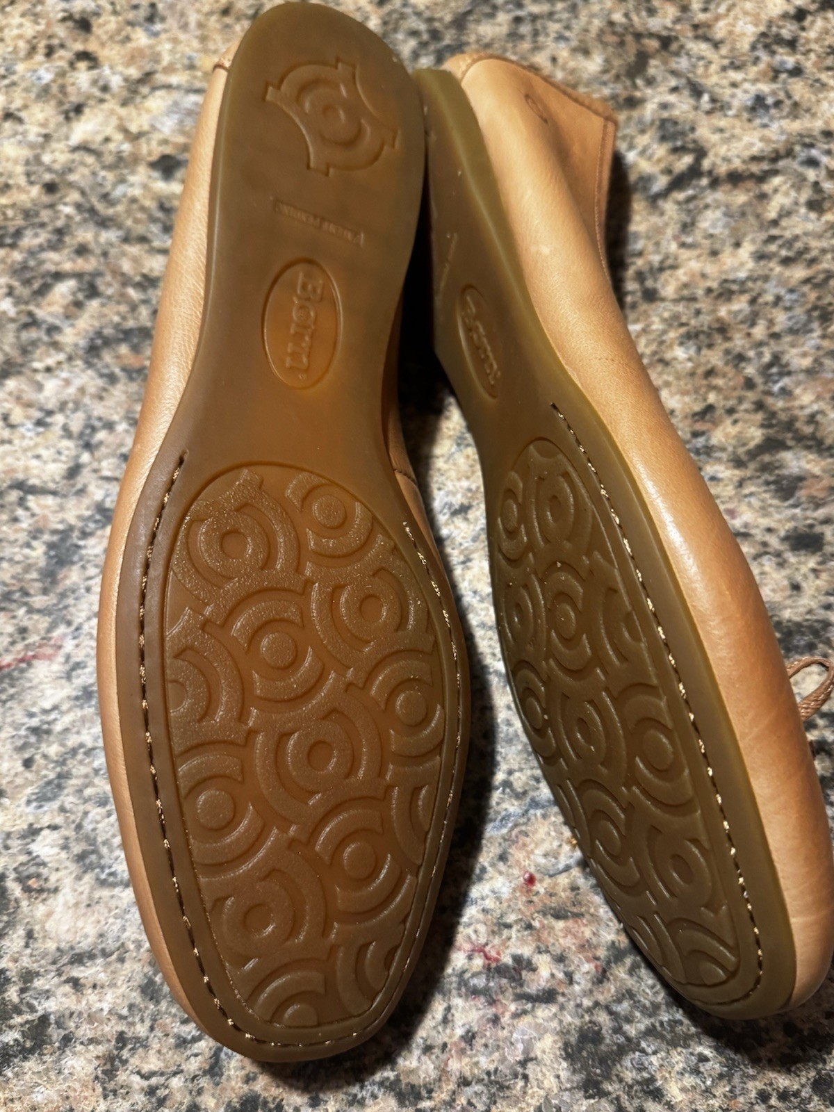 BORN BRIN Ballet Ballerina Flats Bow Grosgrain 11 Slip On Natural Almond Flats