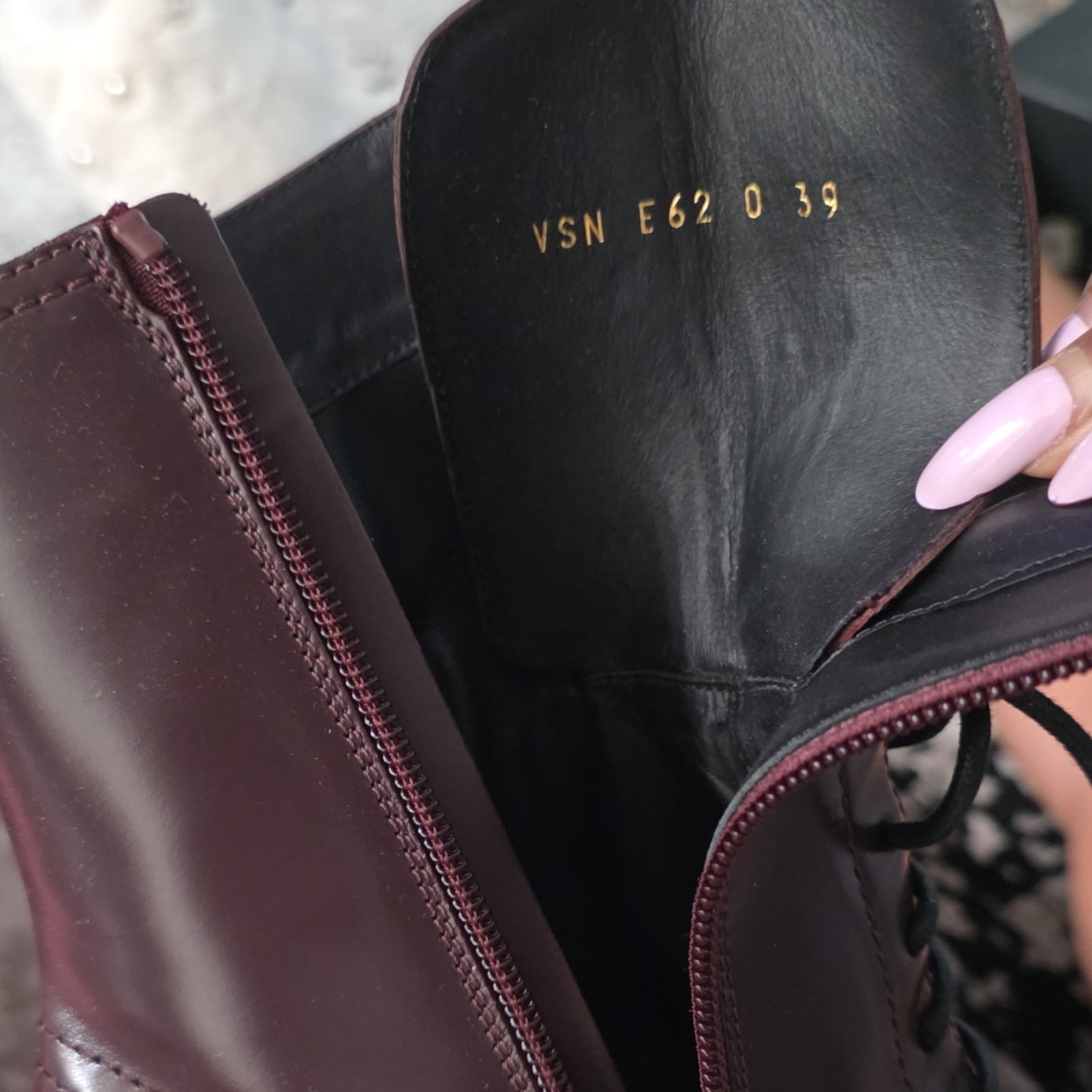 Valentino Garavani Burgundy Leather Studded Lace-Up Zipper Bootie US 9