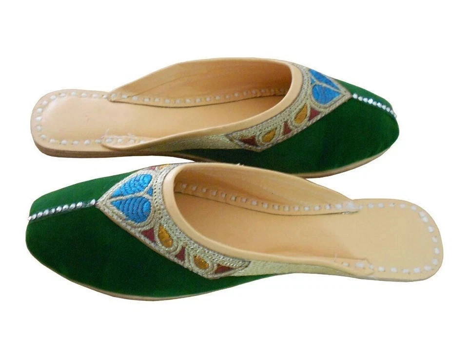 Women Clog Slippers Leather Handmade Indian Slippers Embroidered Clogs US 7-10
