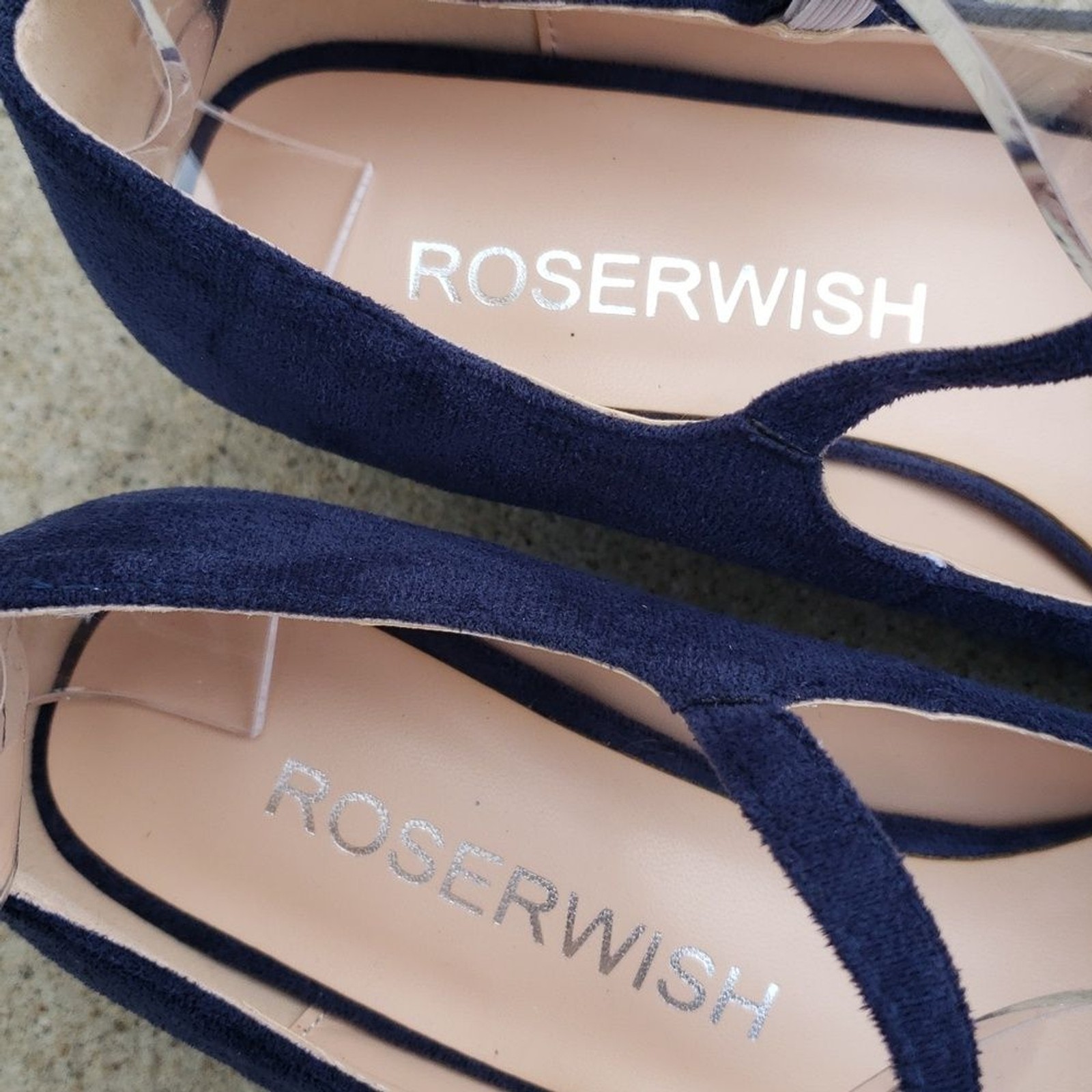 Roserwish Suede Mary Jane Square Toe Block Heels Sandals Size 8 Workwear Neutral