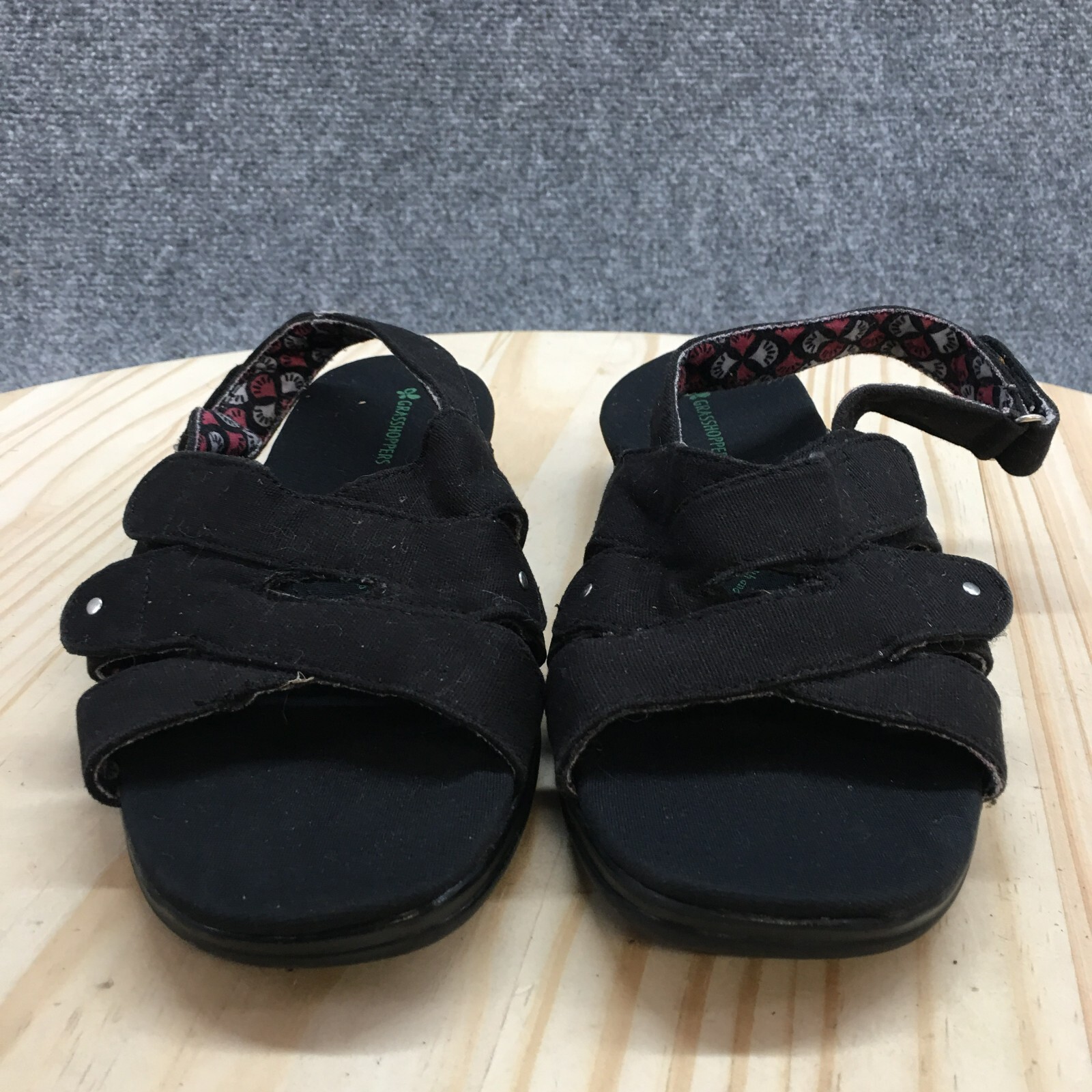 Grasshoppers Sandals Womens 6.5 W Beach Front Slingback Strappy Black Wedge